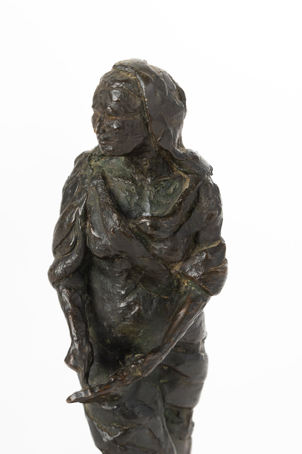 A Judaica Patinated Bronze Figure Of Lady Pointing on Holy Book
