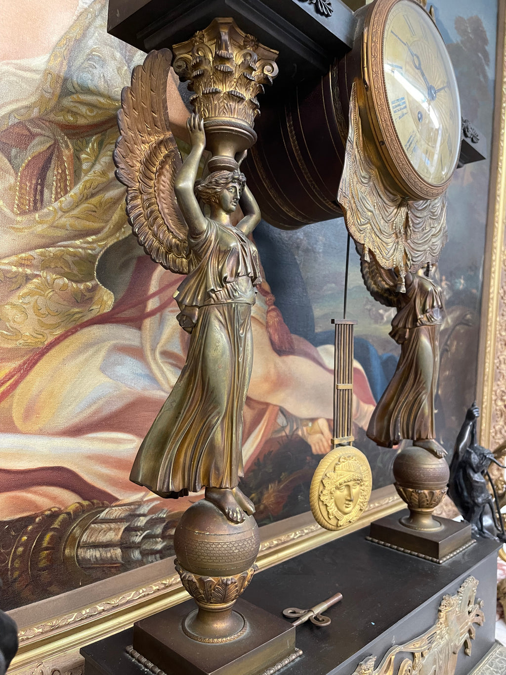Very Large Size 19th century French Gilt & Parinated Bronze Clock