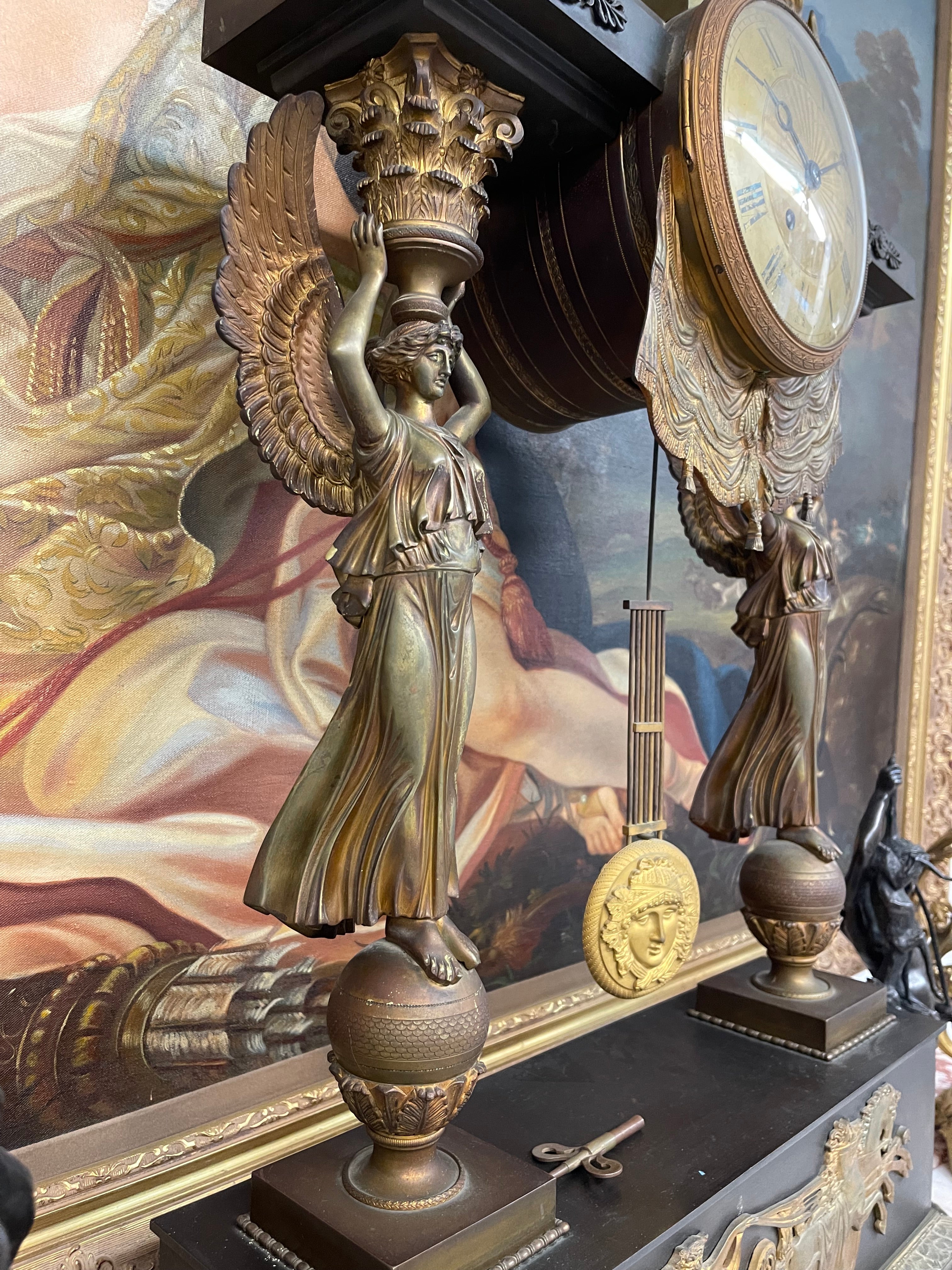Very Large Size 19th century French Gilt & Parinated Bronze Clock