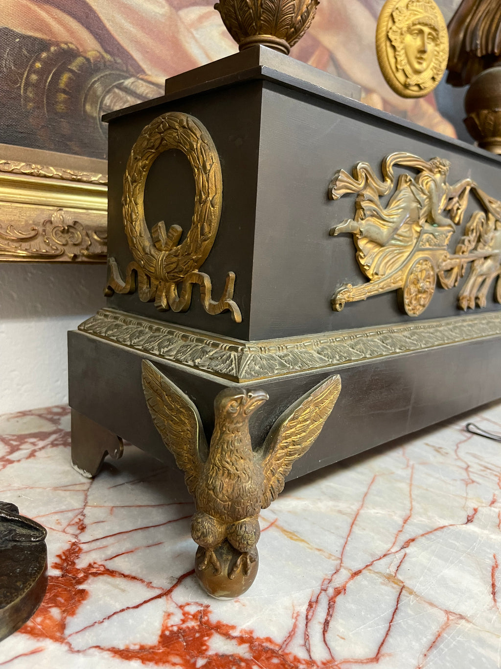 Very Large Size 19th century French Gilt & Parinated Bronze Clock