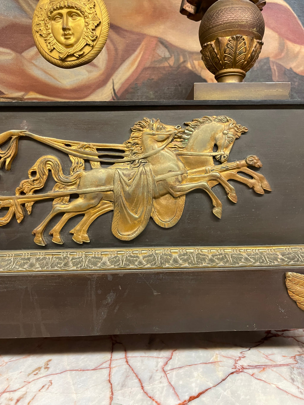 Very Large Size 19th century French Gilt & Parinated Bronze Clock