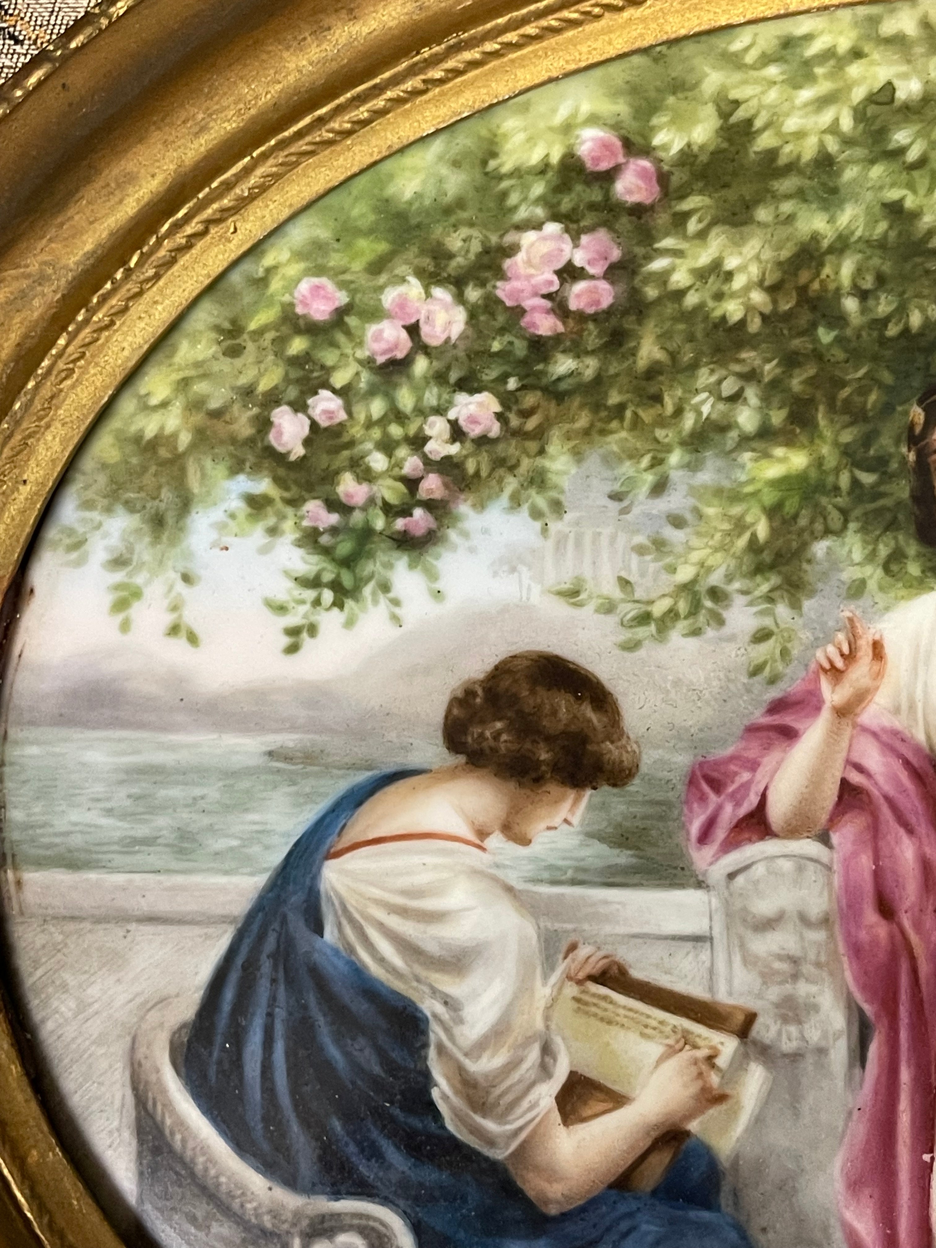 Sevres Porcelain Painting of a Group Set in a Ornate Frame