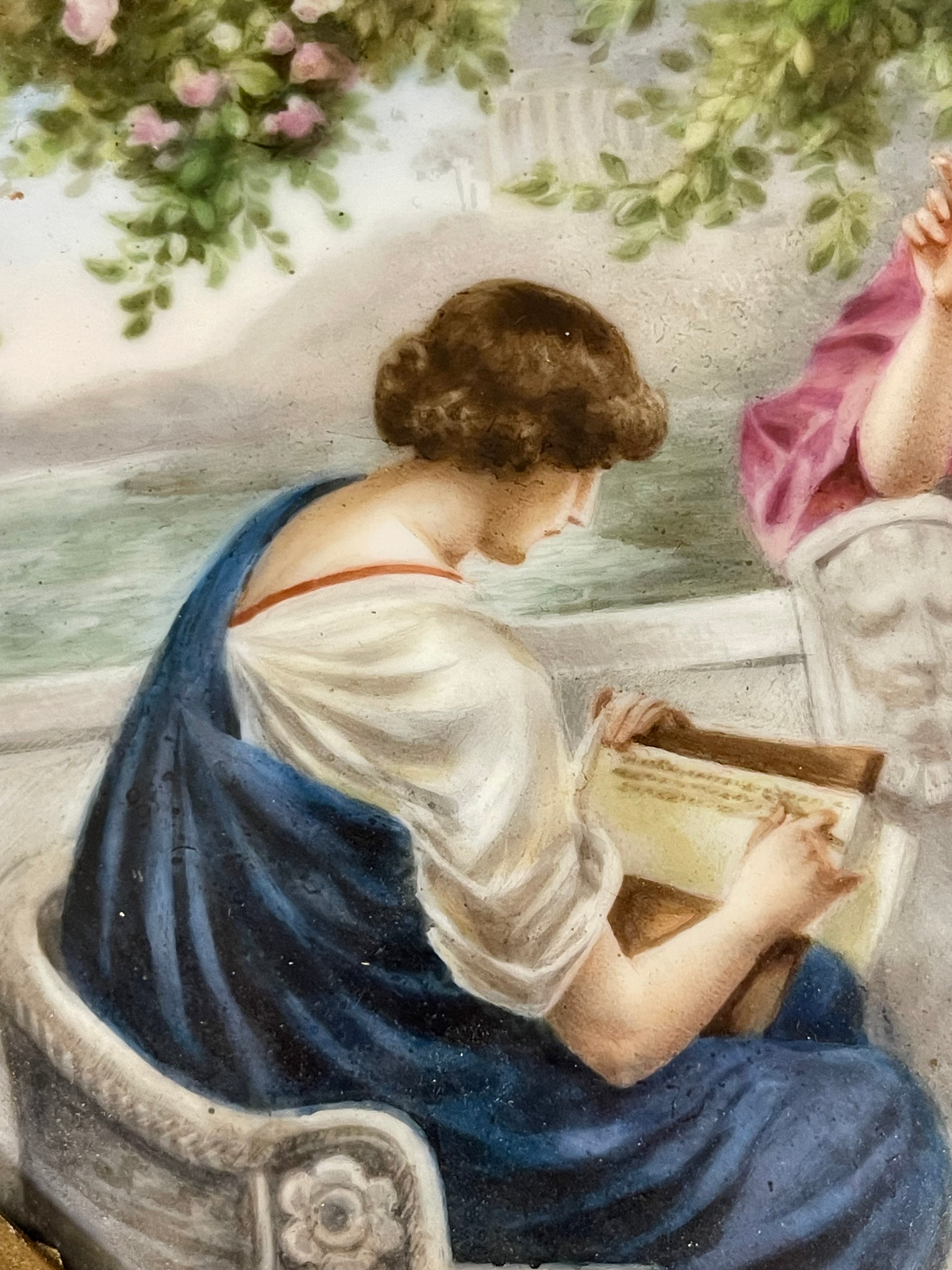 Sevres Porcelain Painting of a Group Set in a Ornate Frame