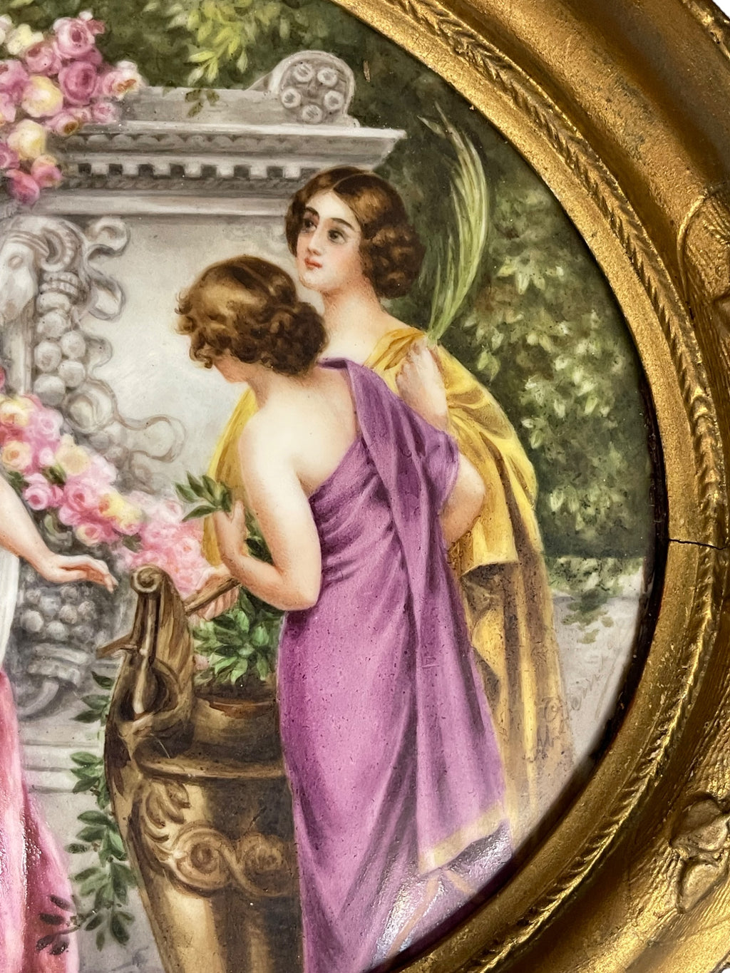 Sevres Porcelain Painting of a Group Set in a Ornate Frame