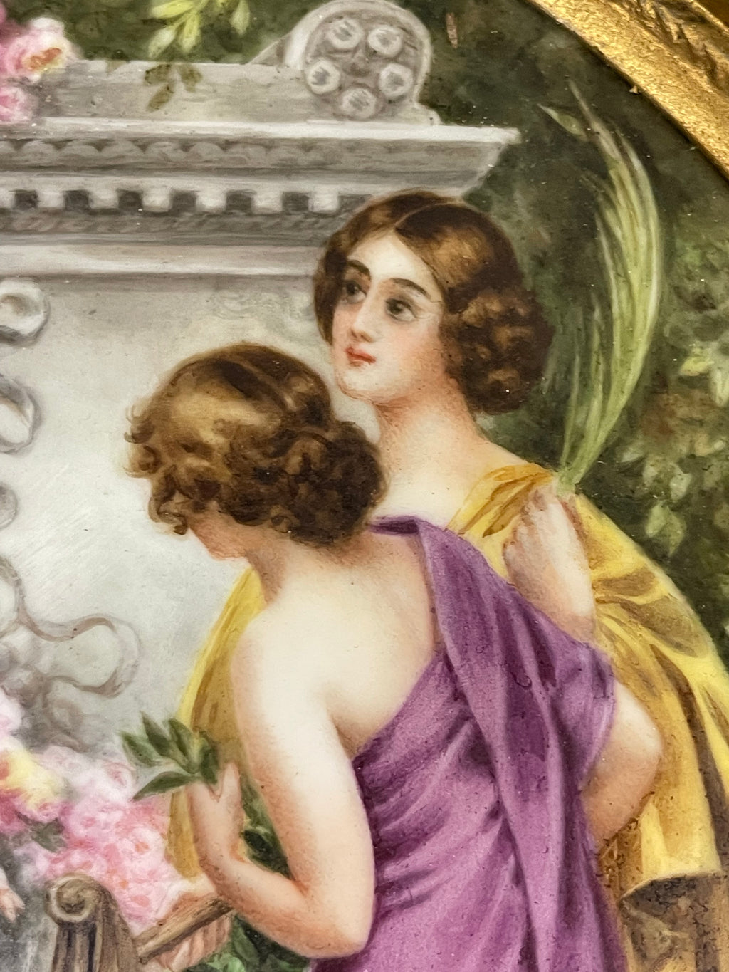 Sevres Porcelain Painting of a Group Set in a Ornate Frame