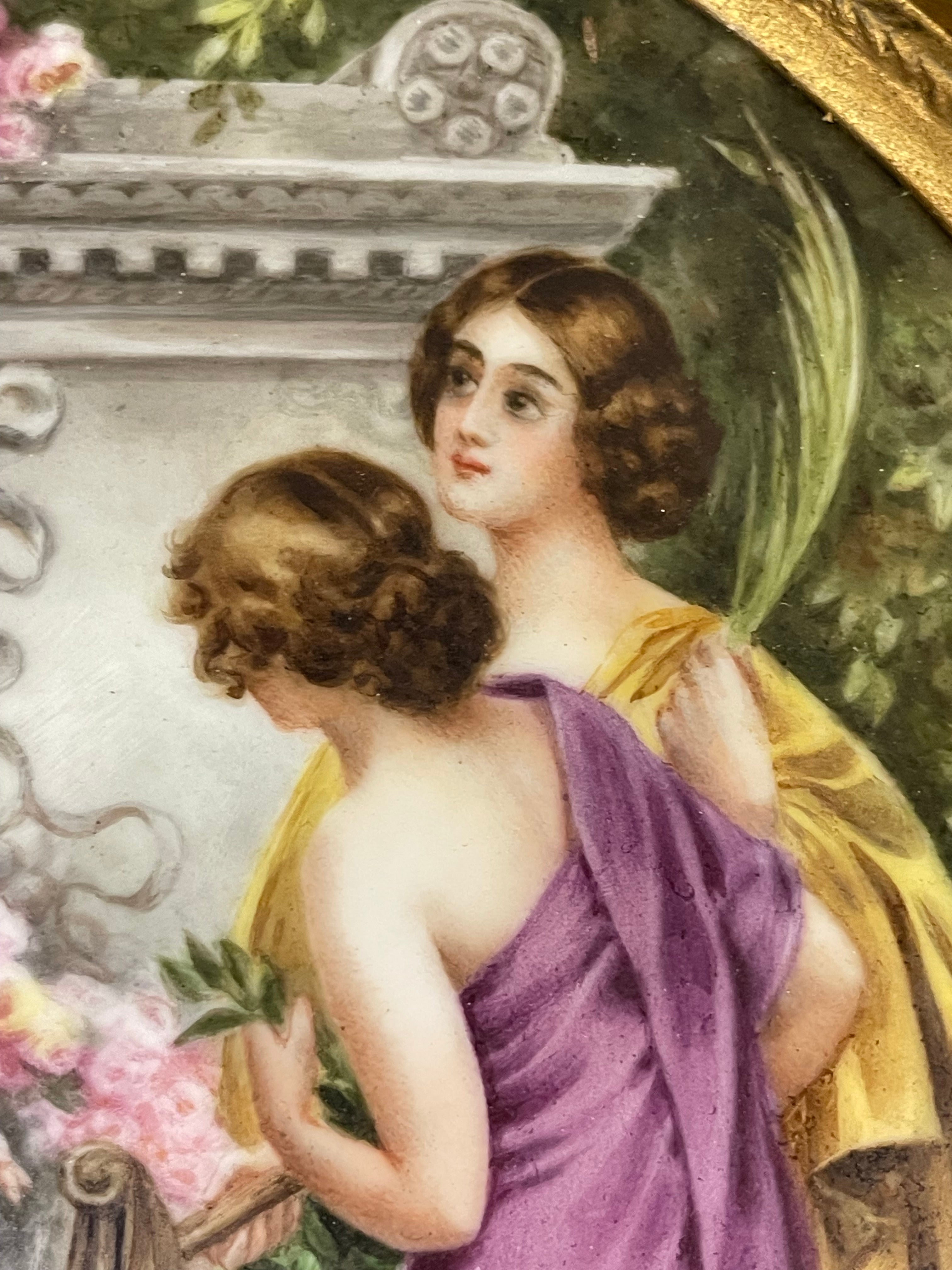 Sevres Porcelain Painting of a Group Set in a Ornate Frame