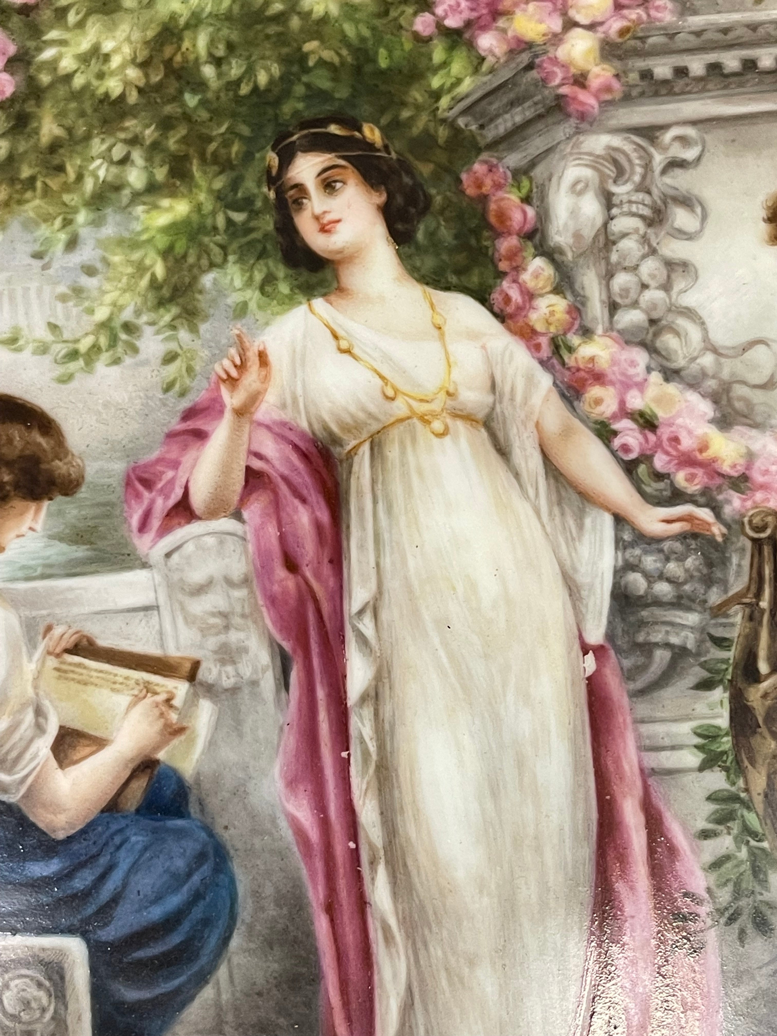 Sevres Porcelain Painting of a Group Set in a Ornate Frame