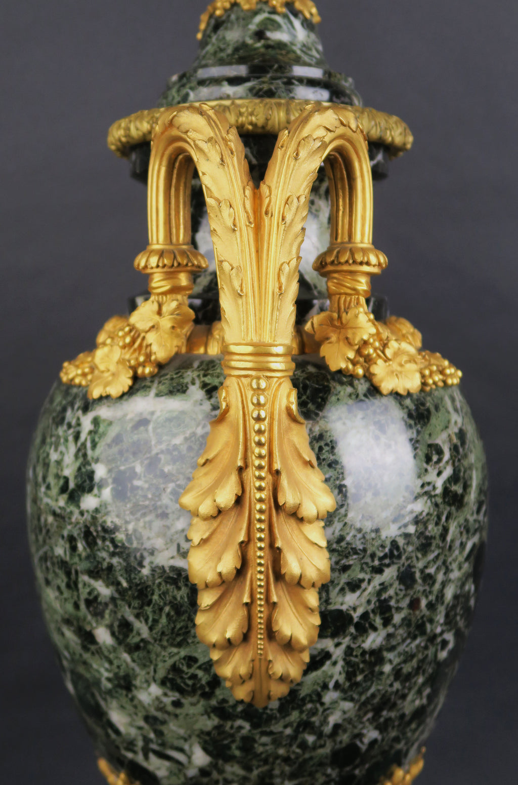 Large Pair Of 19th C. Ormolu Mounted Verde Antico Marble Vases