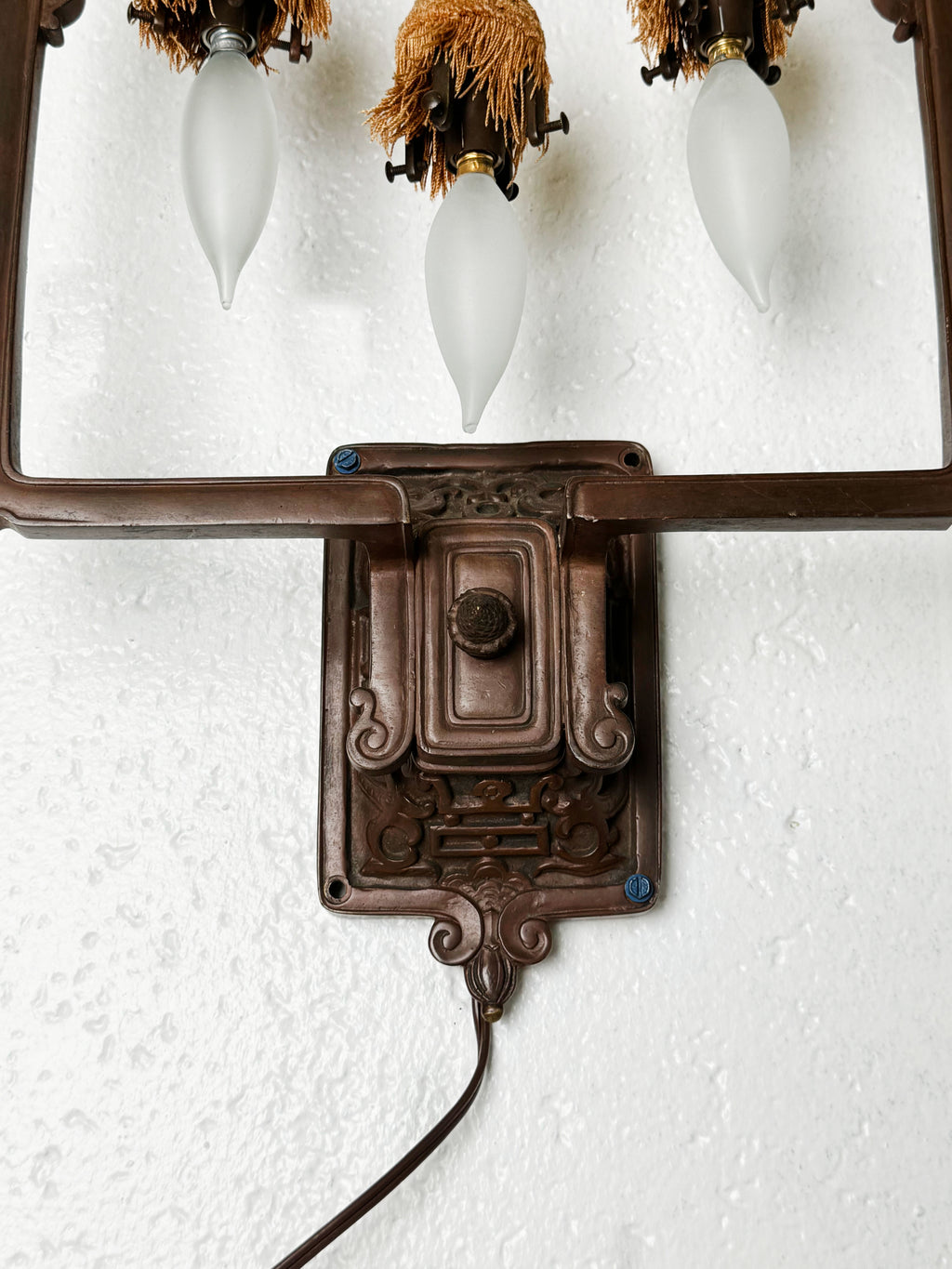 A Pair Of 19th Century French Chinoiserie Patinated Bronze Sconces