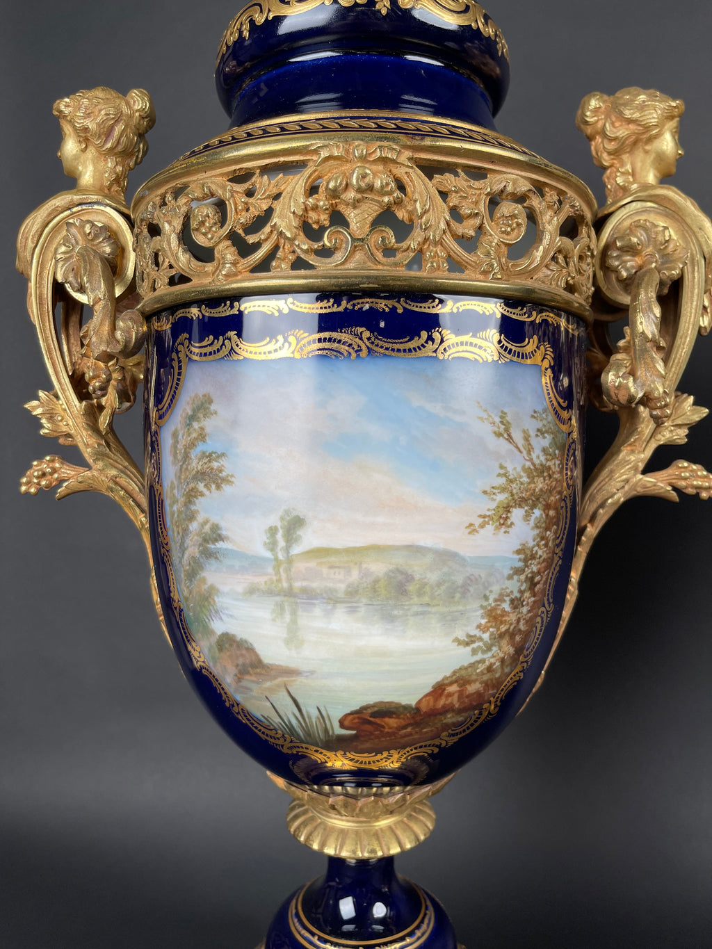 19th Century Pair Of French Ormolu Sevres Porcelain Urns