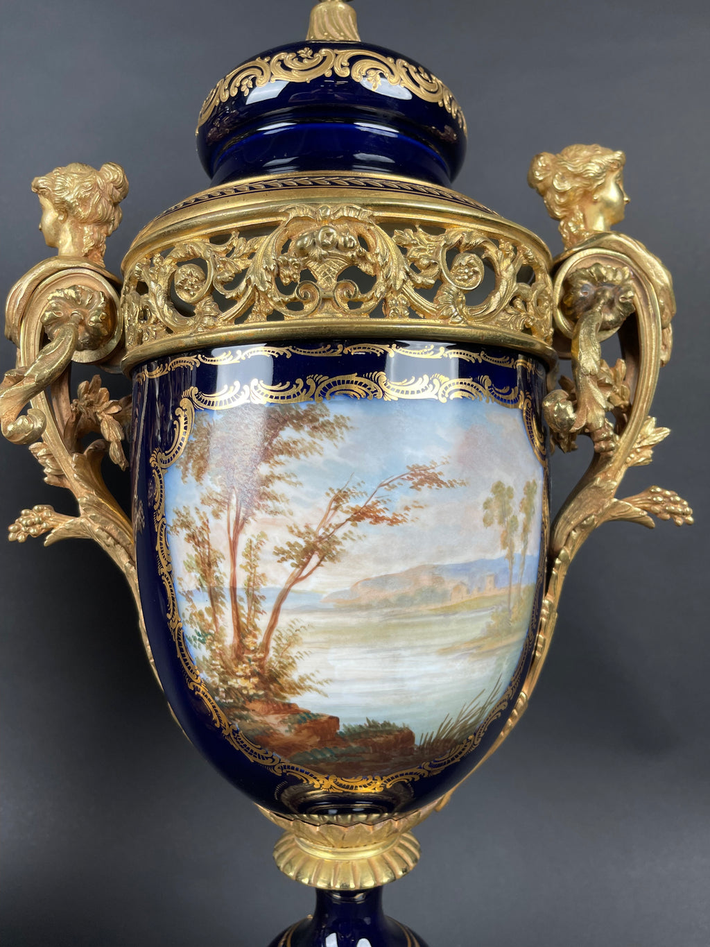 19th Century Pair Of French Ormolu Sevres Porcelain Urns