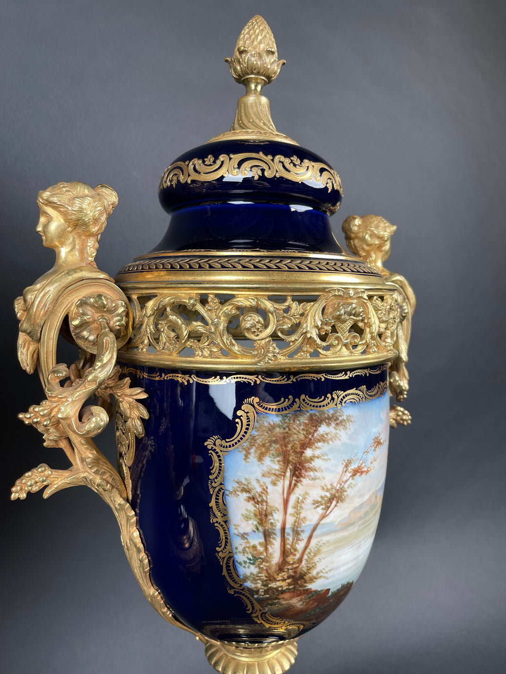 19th Century Pair Of French Ormolu Sevres Porcelain Urns