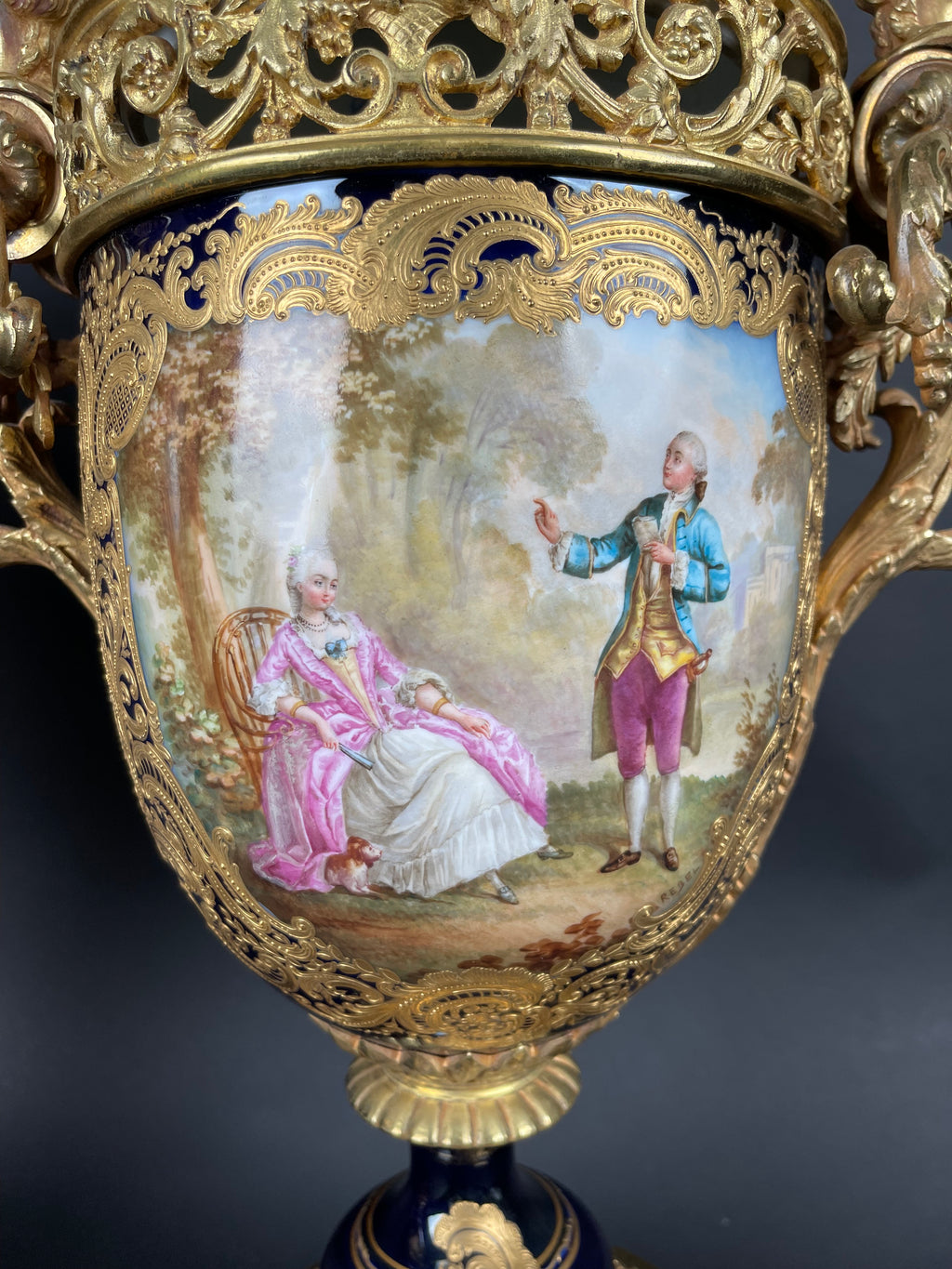 19th Century Pair Of French Ormolu Sevres Porcelain Urns