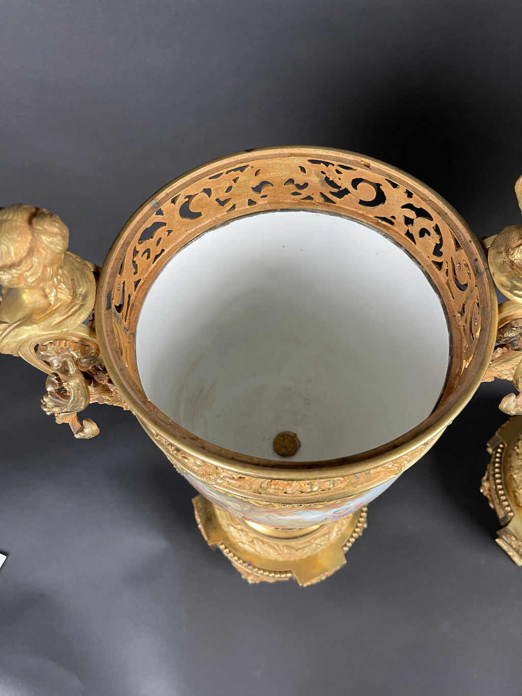 19th Century Pair Of French Ormolu Sevres Porcelain Urns