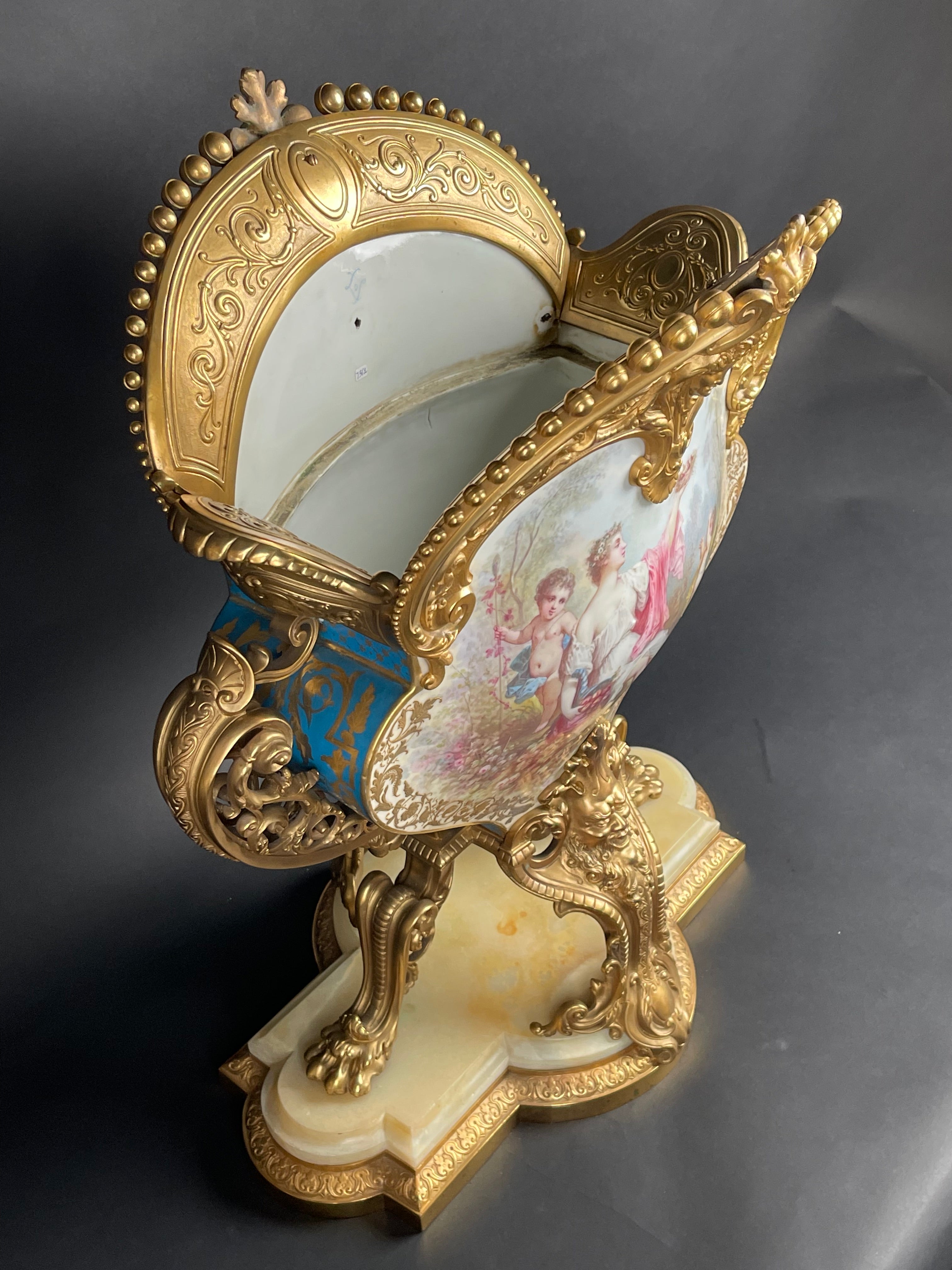 Magnificent & Rare 19th Century French Ormolu Mounted Sevres Porcelain Jardinier