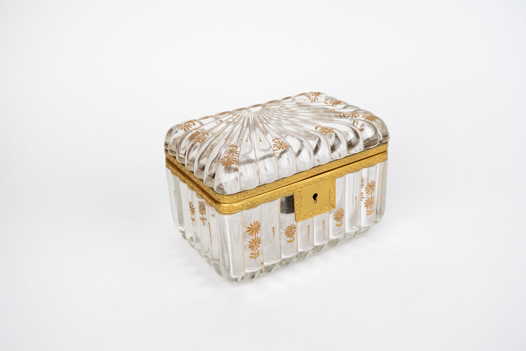 19th Century French Baccarat Gilt Bronze & Crystal Box