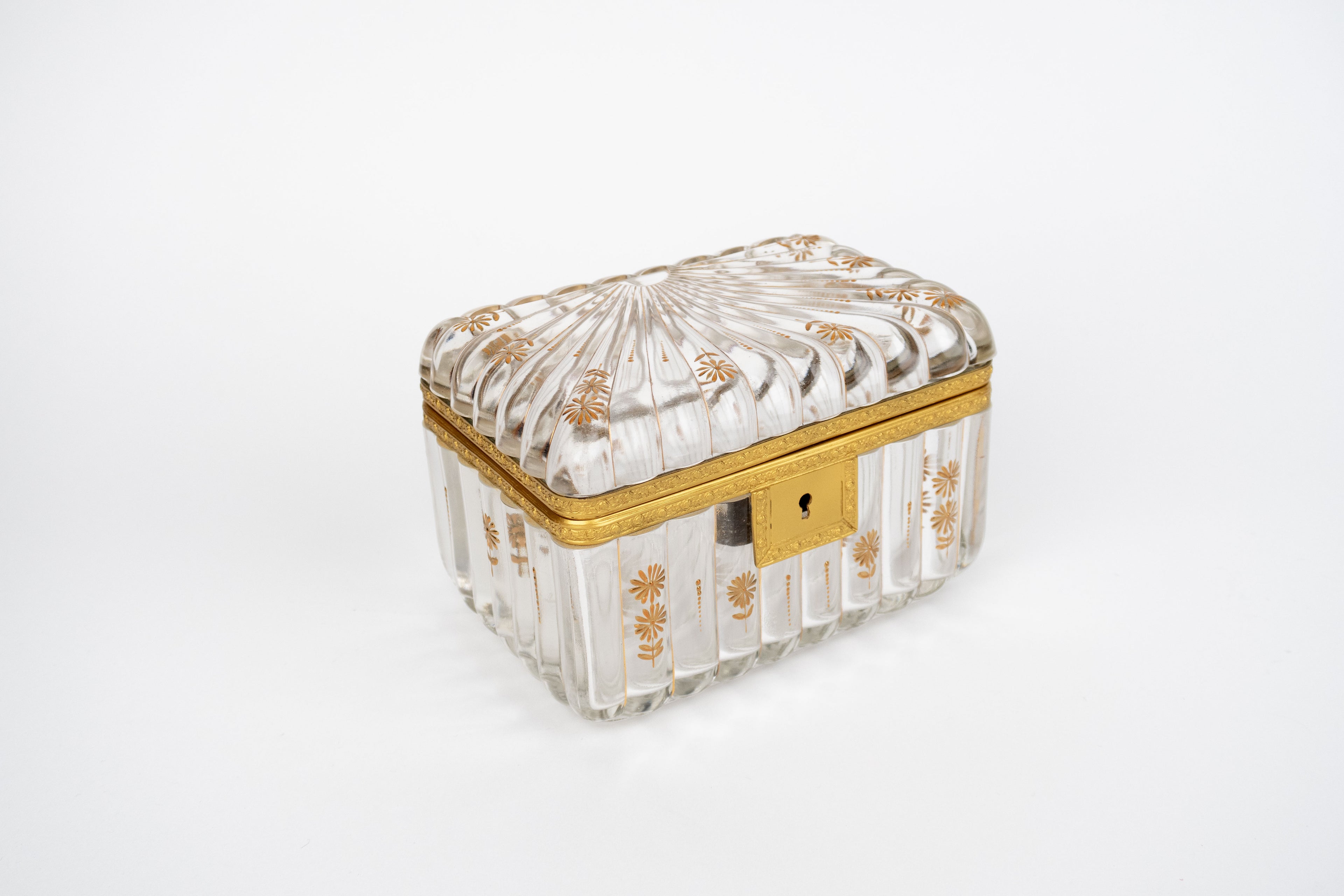 19th Century French Baccarat Gilt Bronze & Crystal Box
