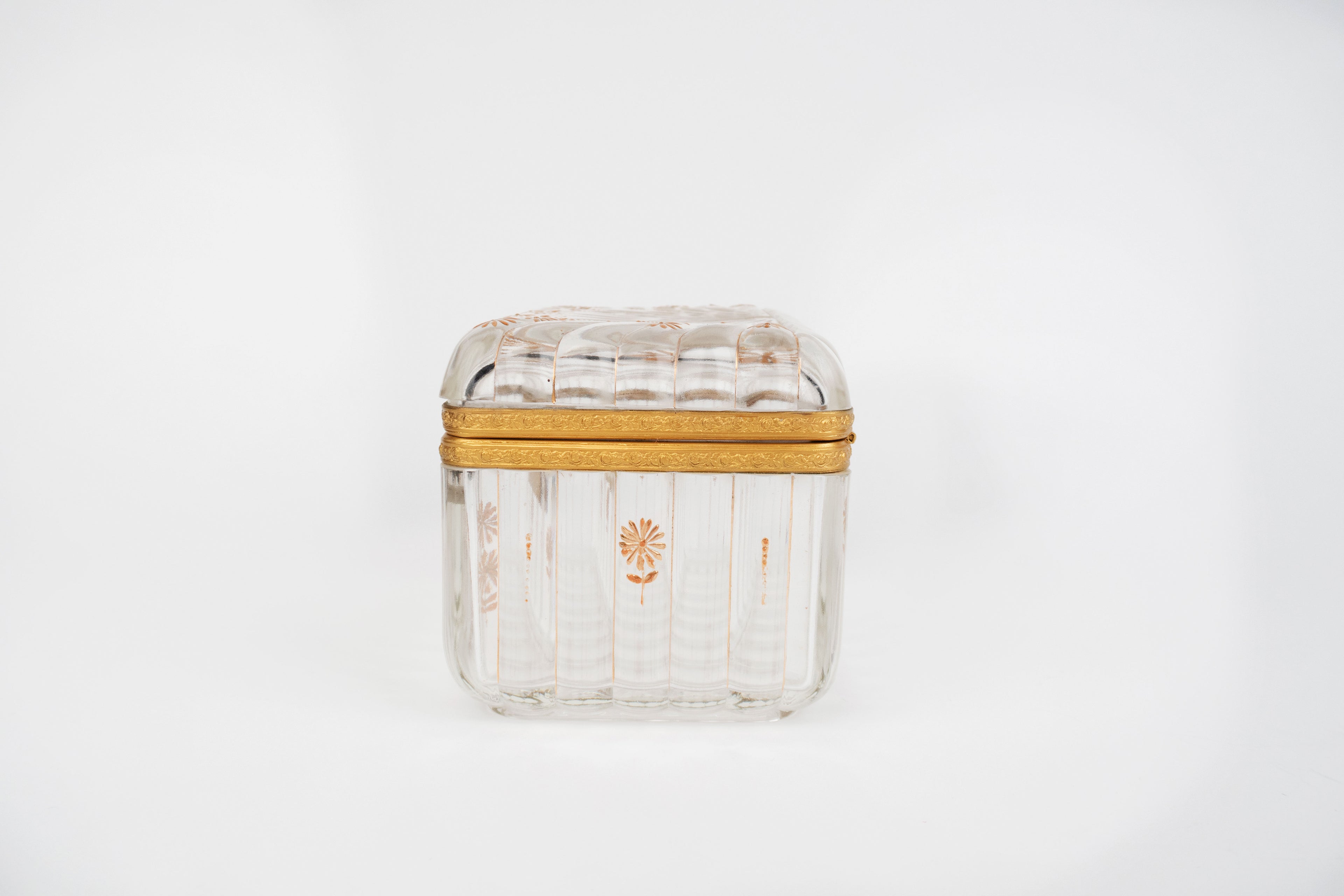 19th Century French Baccarat Gilt Bronze & Crystal Box