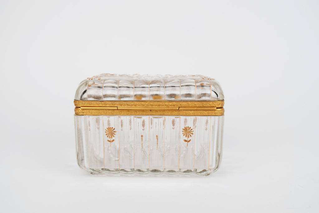 19th Century French Baccarat Gilt Bronze & Crystal Box