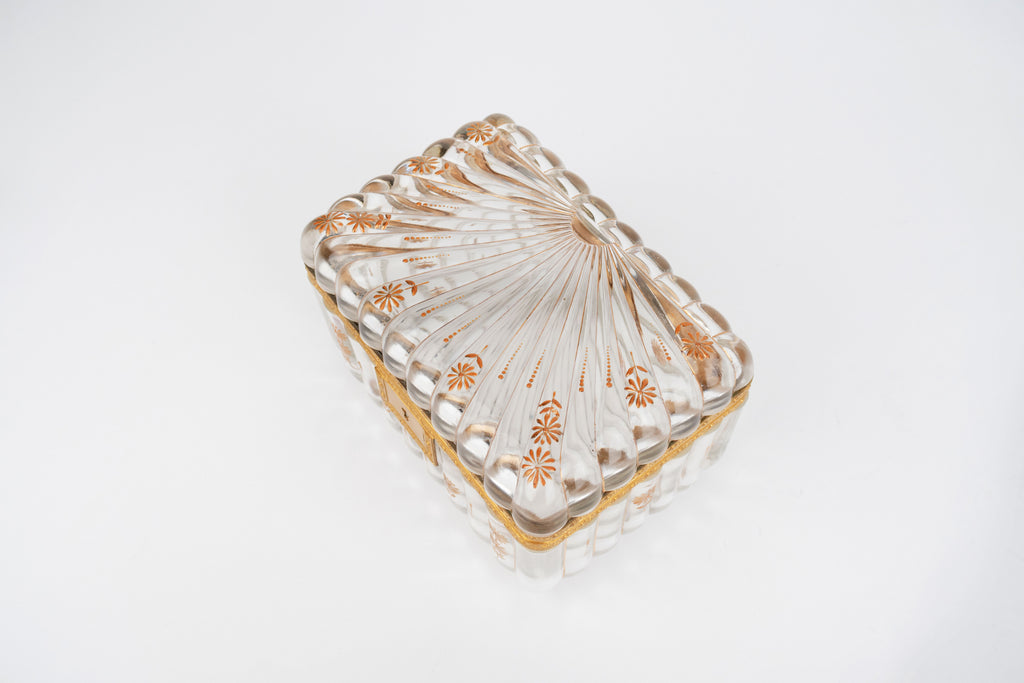 19th Century French Baccarat Gilt Bronze & Crystal Box