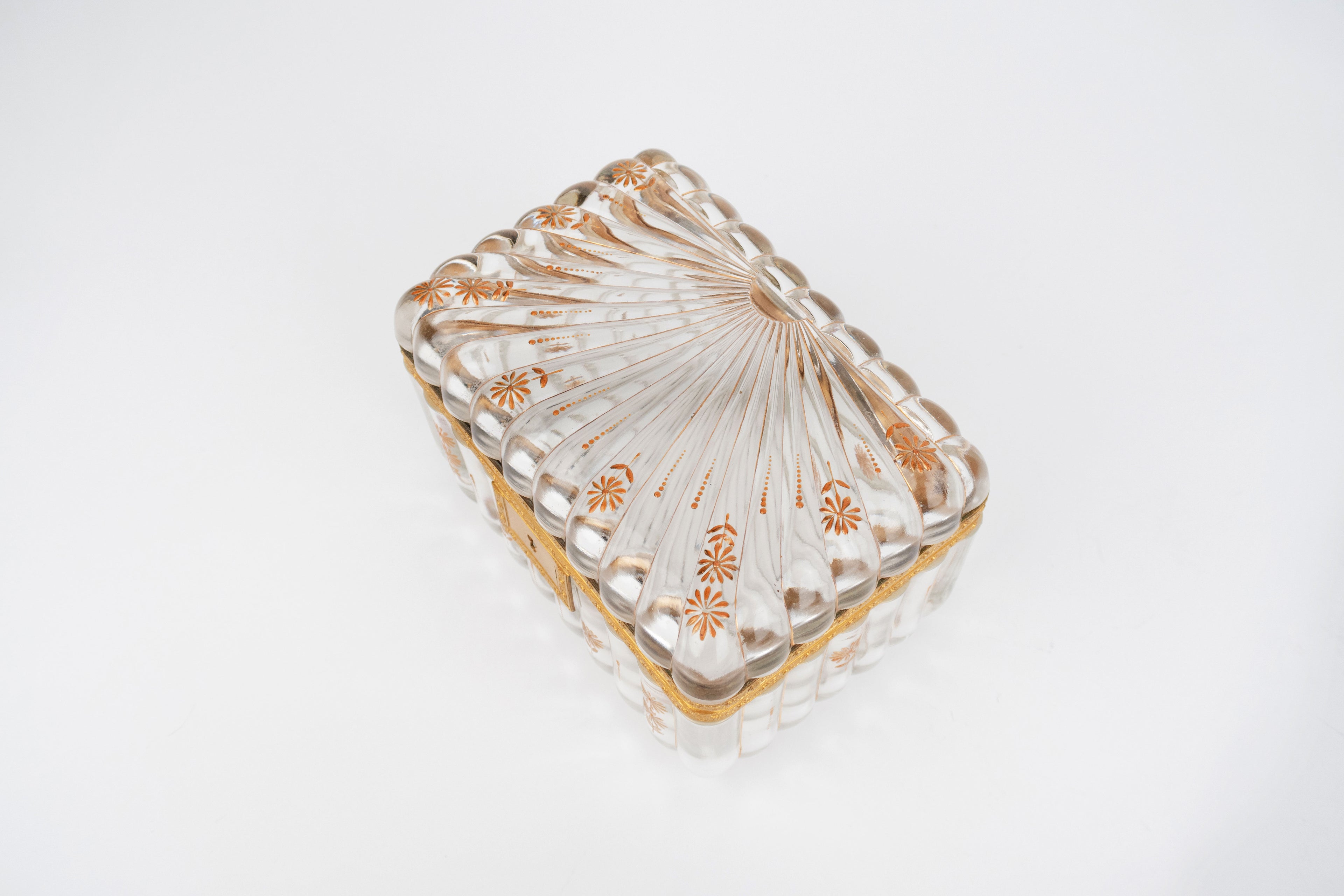 19th Century French Baccarat Gilt Bronze & Crystal Box