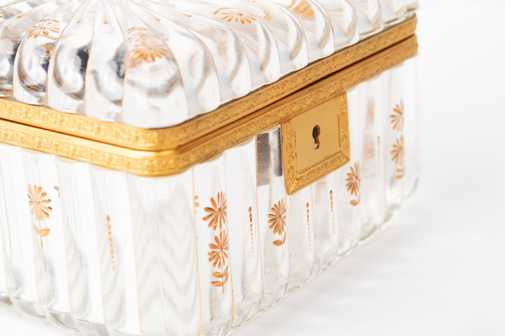19th Century French Baccarat Gilt Bronze & Crystal Box