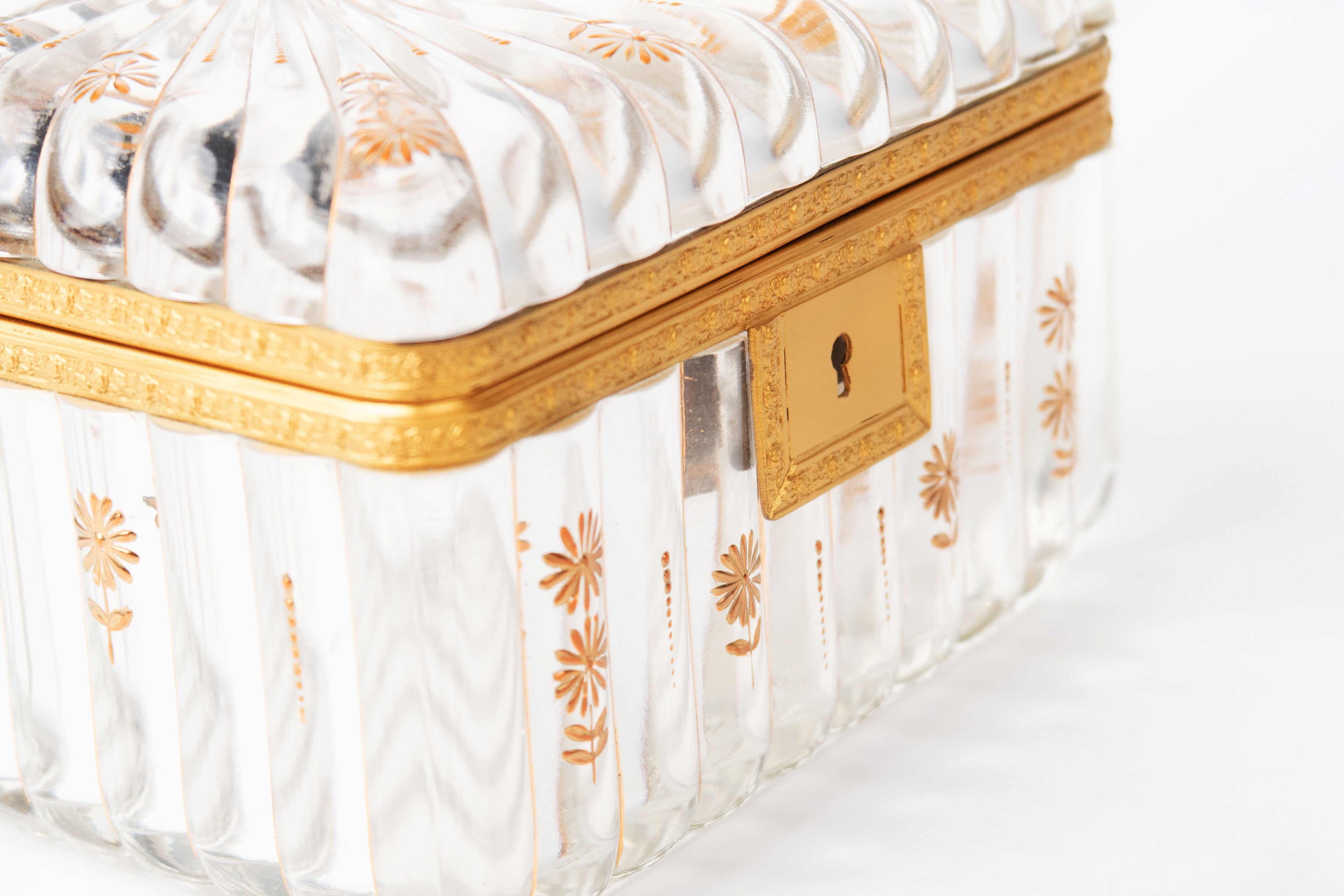 19th Century French Baccarat Gilt Bronze & Crystal Box