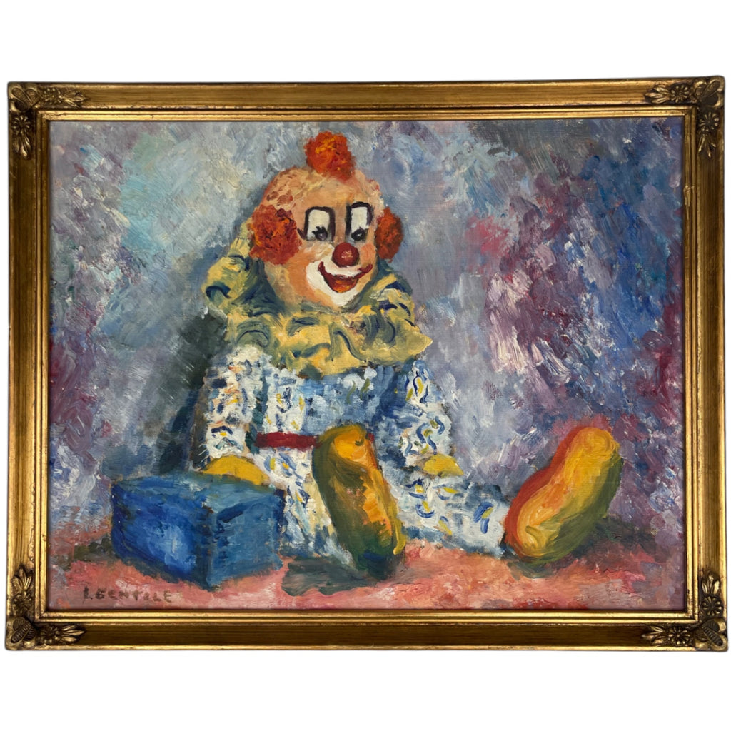A Canvas Laid On Board Painting of a Clown By Gentile