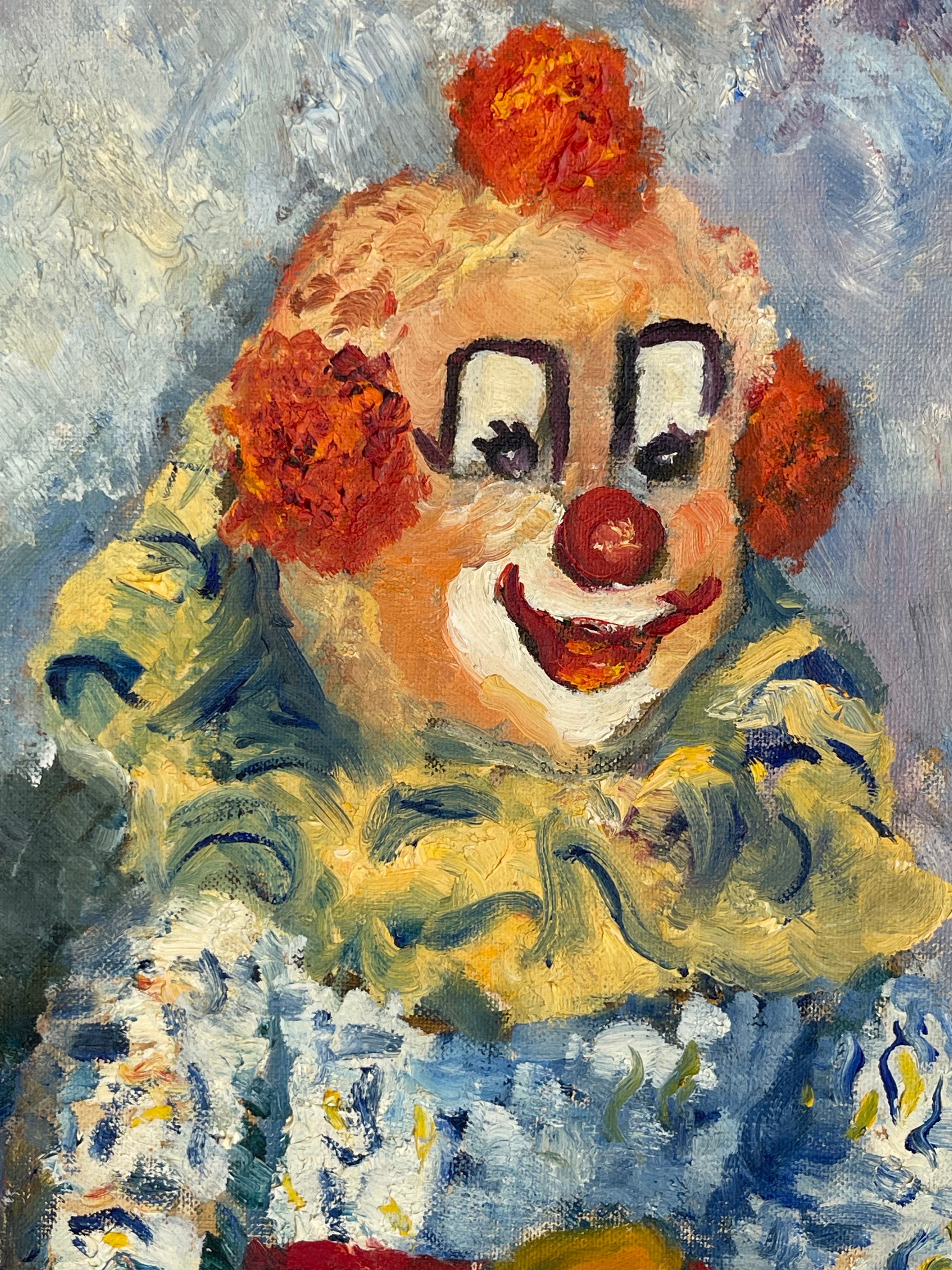 A Canvas Laid On Board Painting of a Clown By Gentile