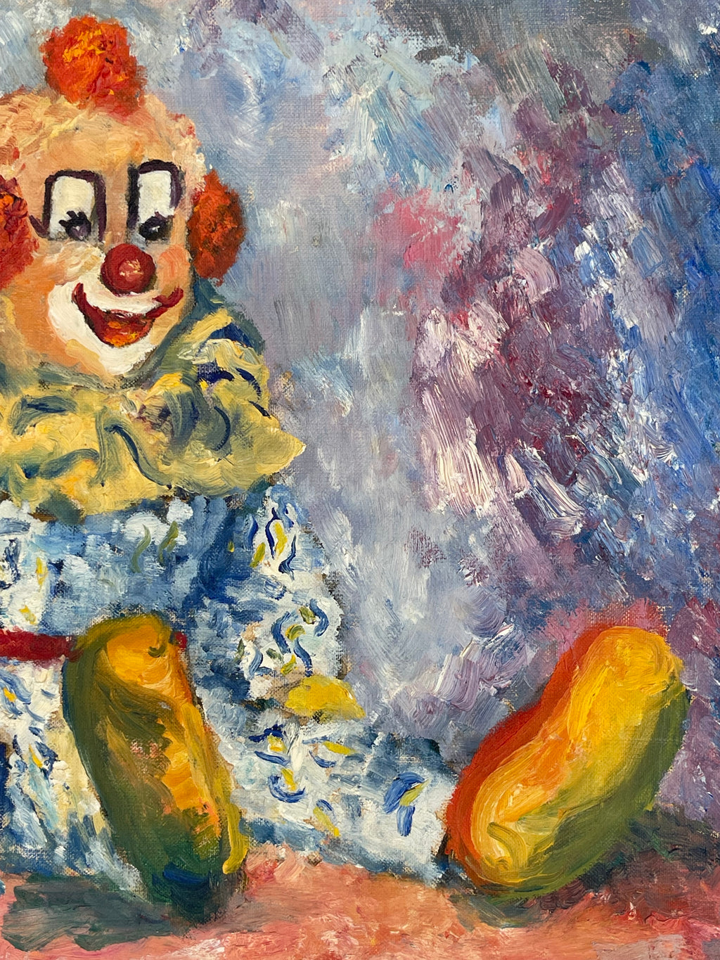 A Canvas Laid On Board Painting of a Clown By Gentile