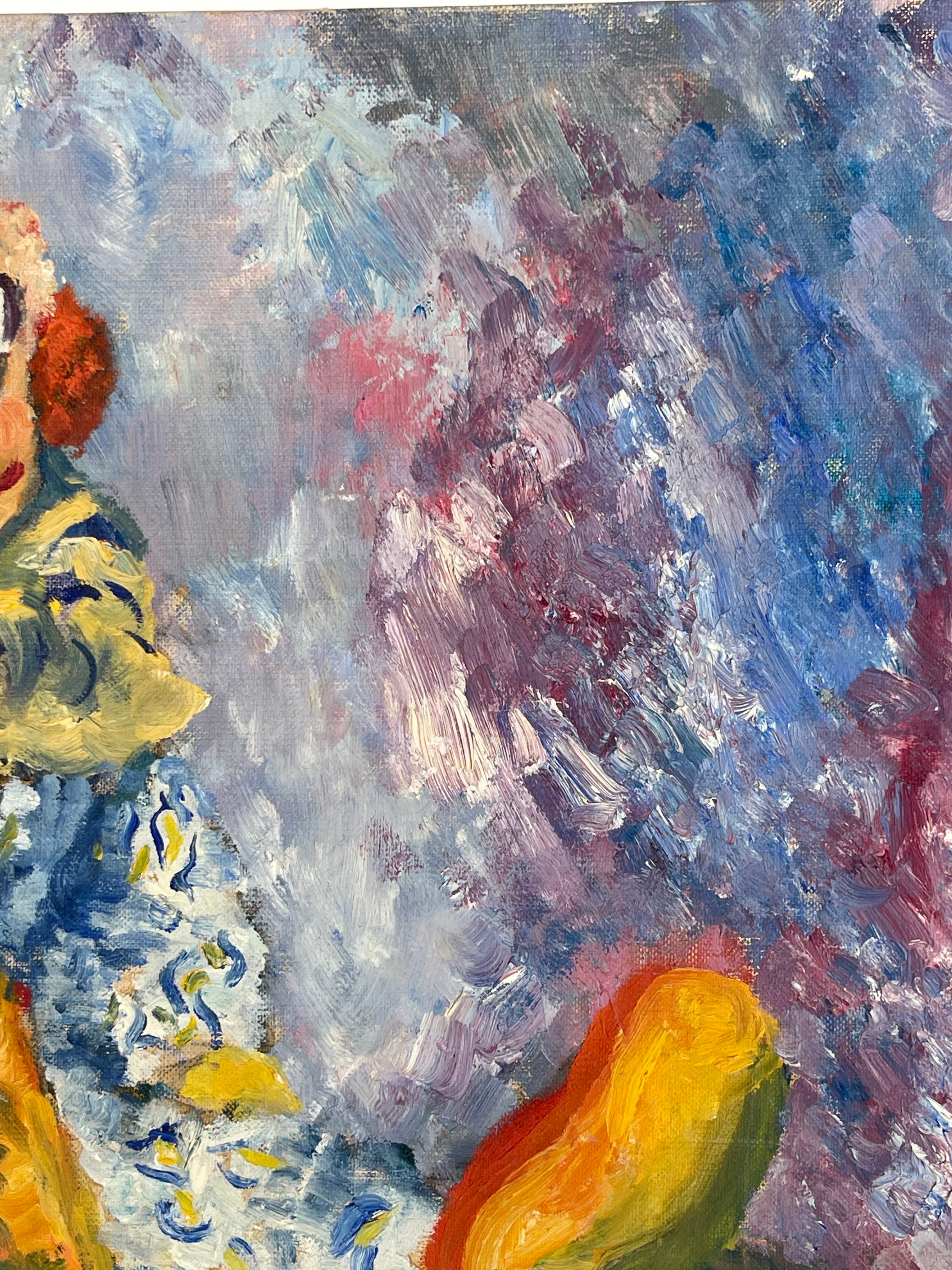 A Canvas Laid On Board Painting of a Clown By Gentile