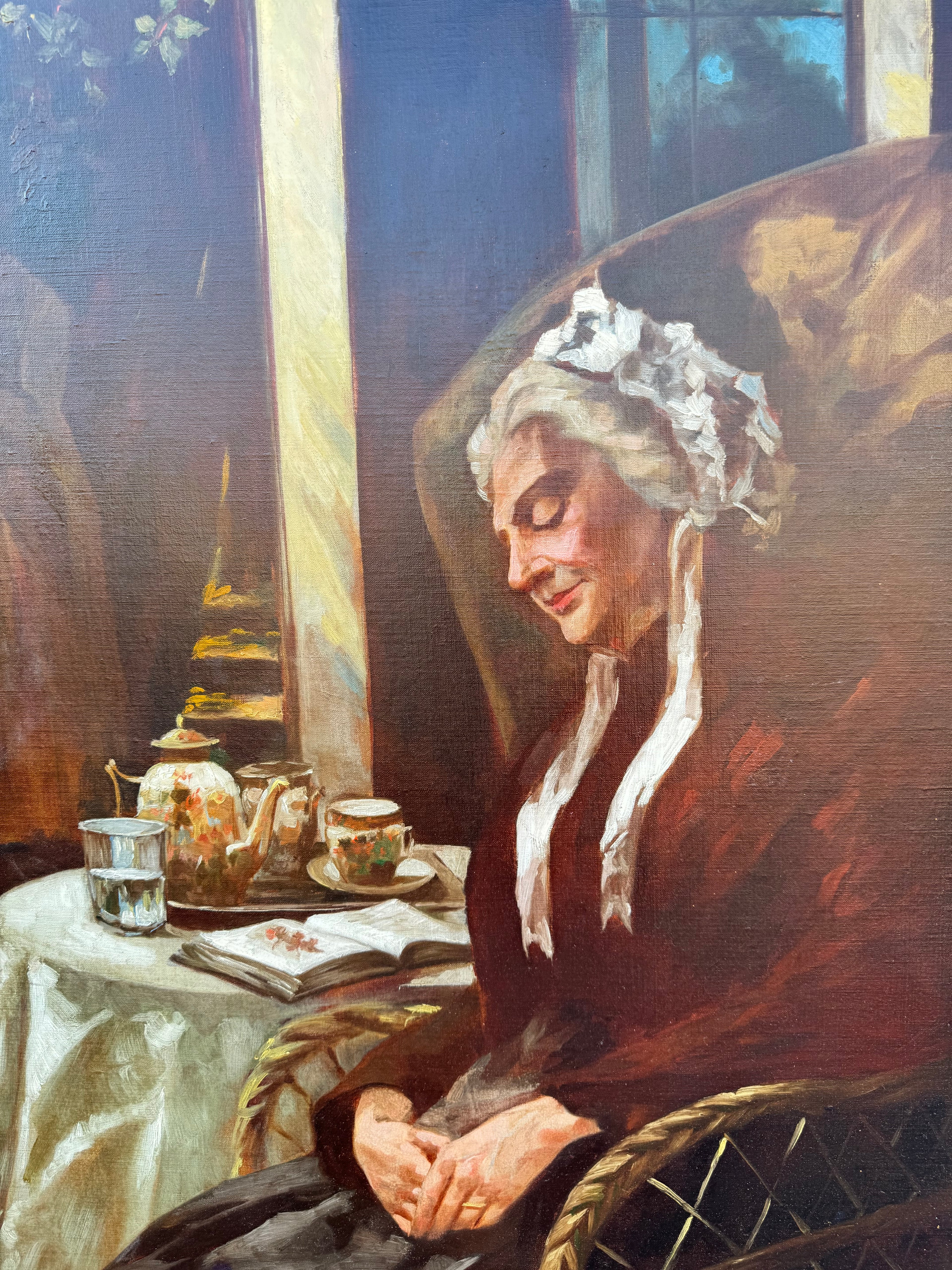 "Afternoon Tea" 19th Century French Oil On Canvas Painting