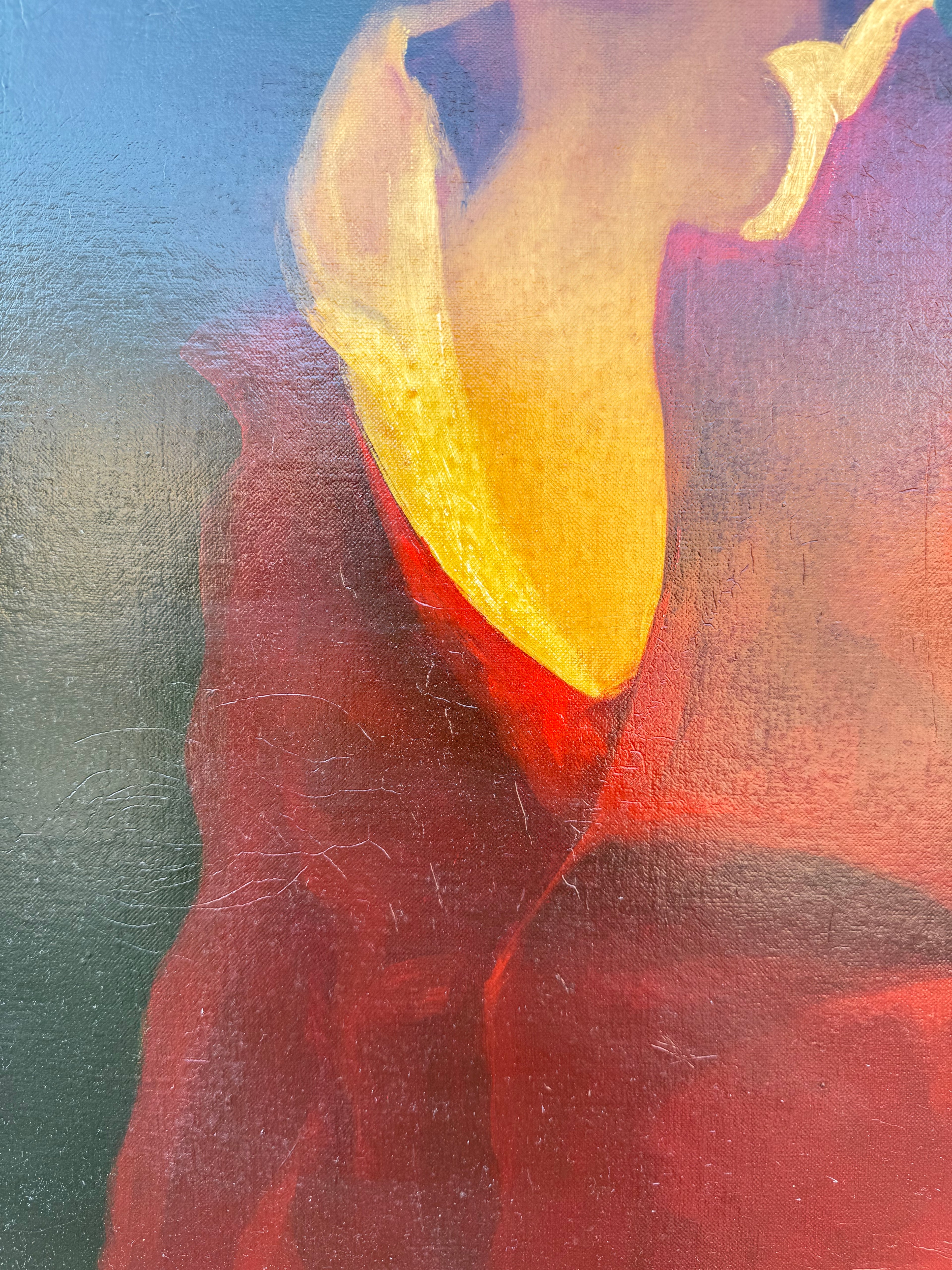 19th century Large Oil On Canvas Painting Of A Young Boy