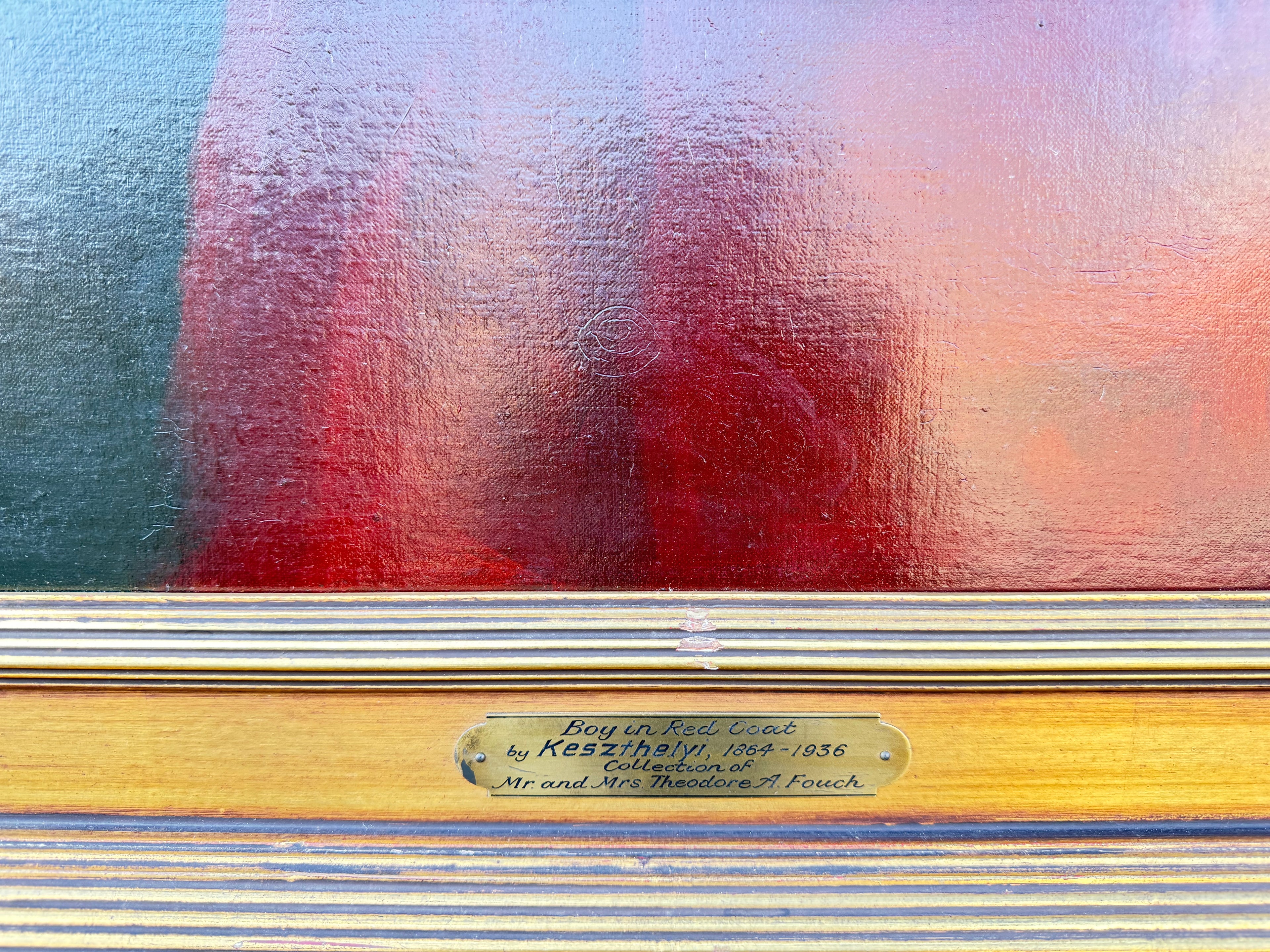 19th century Large Oil On Canvas Painting Of A Young Boy