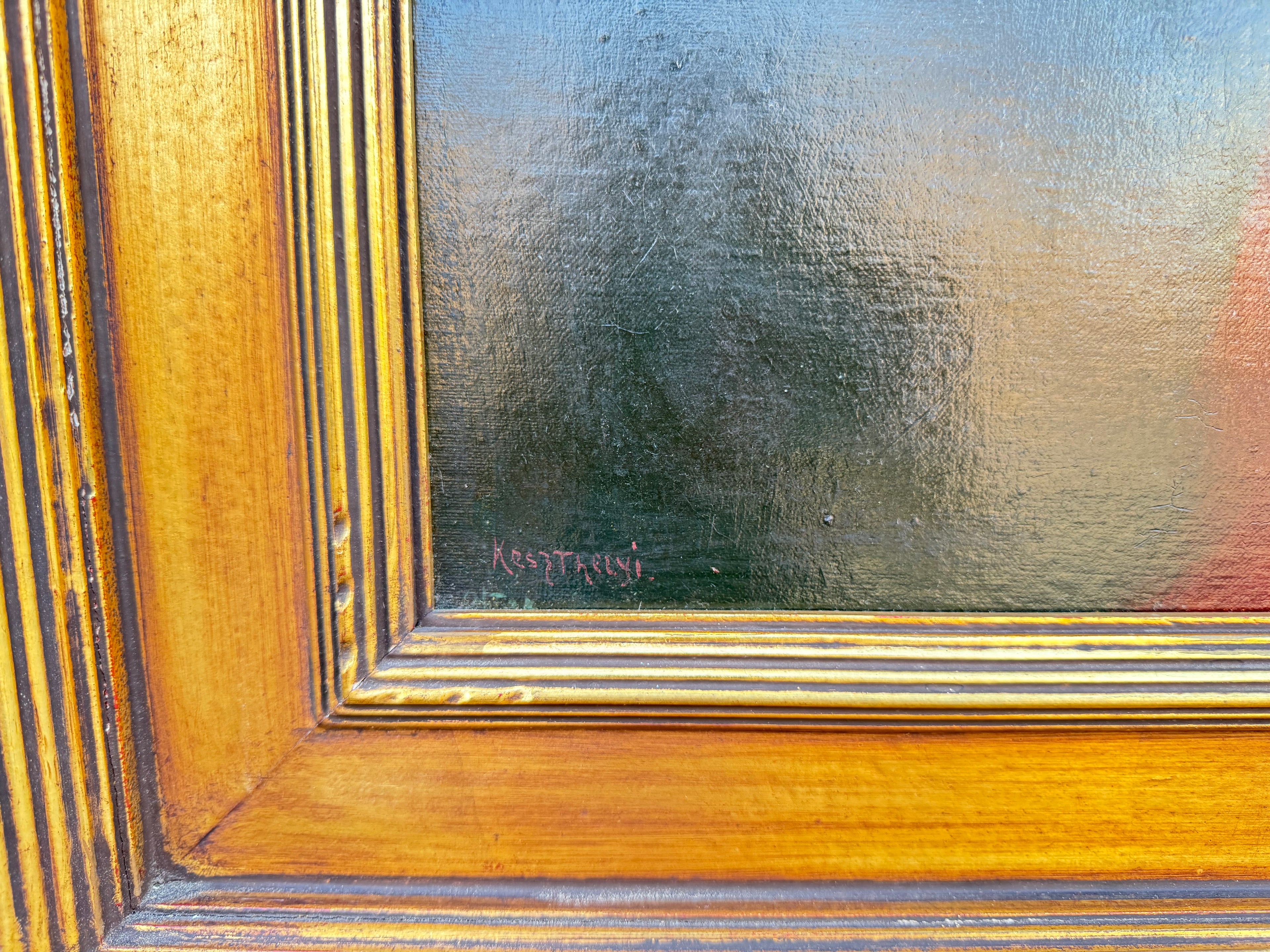 19th century Large Oil On Canvas Painting Of A Young Boy