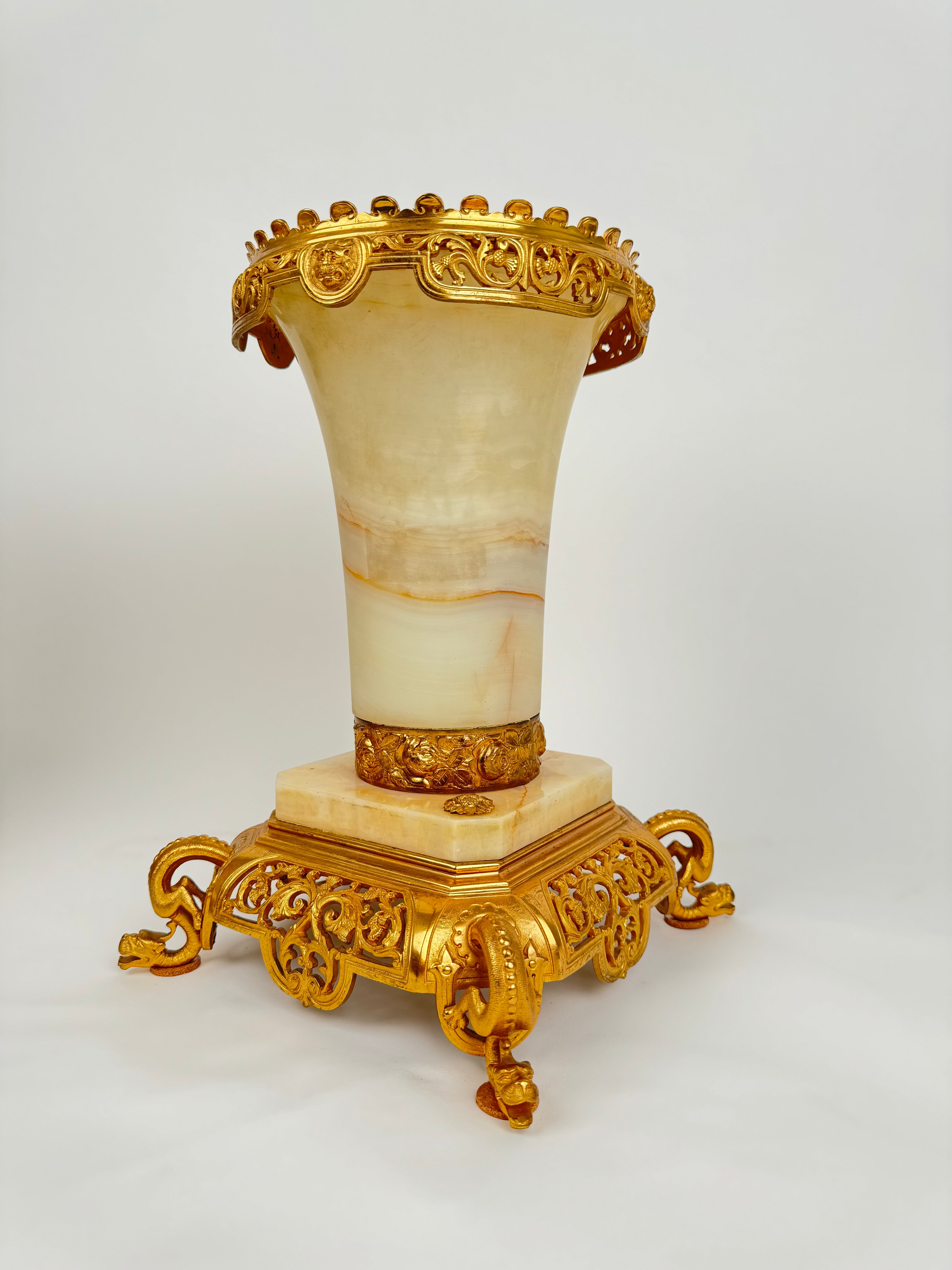 Pair Of Gilt Bronze & Onyx Jardiniere By Edouard Lievre
