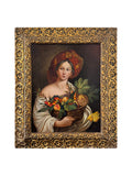 18th Century Oil On Copper Painting Of A Woman Holding A Fruit's Basket