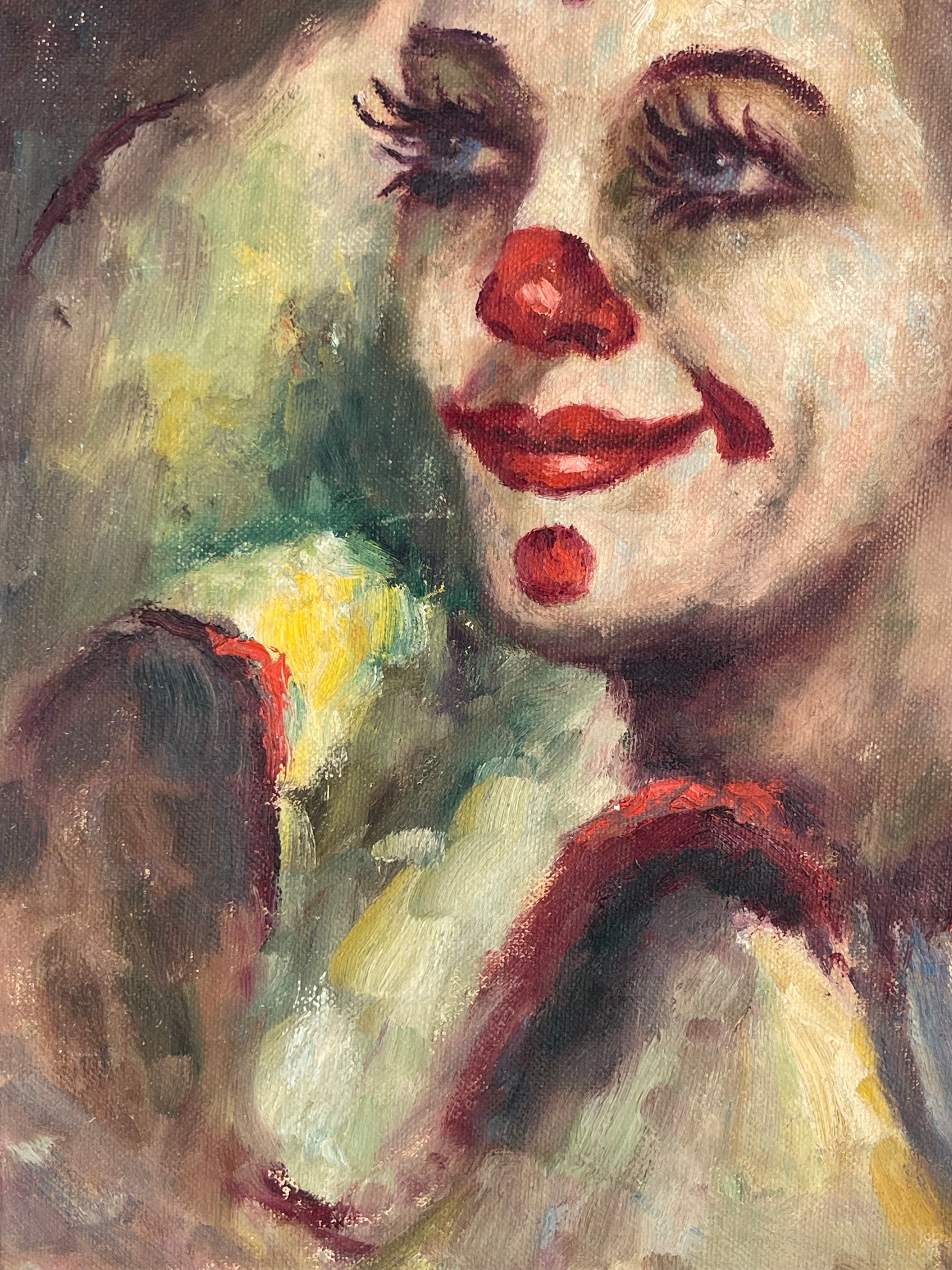 Pair An Oil On Canvas Painting of a Clown Couple By Lydia