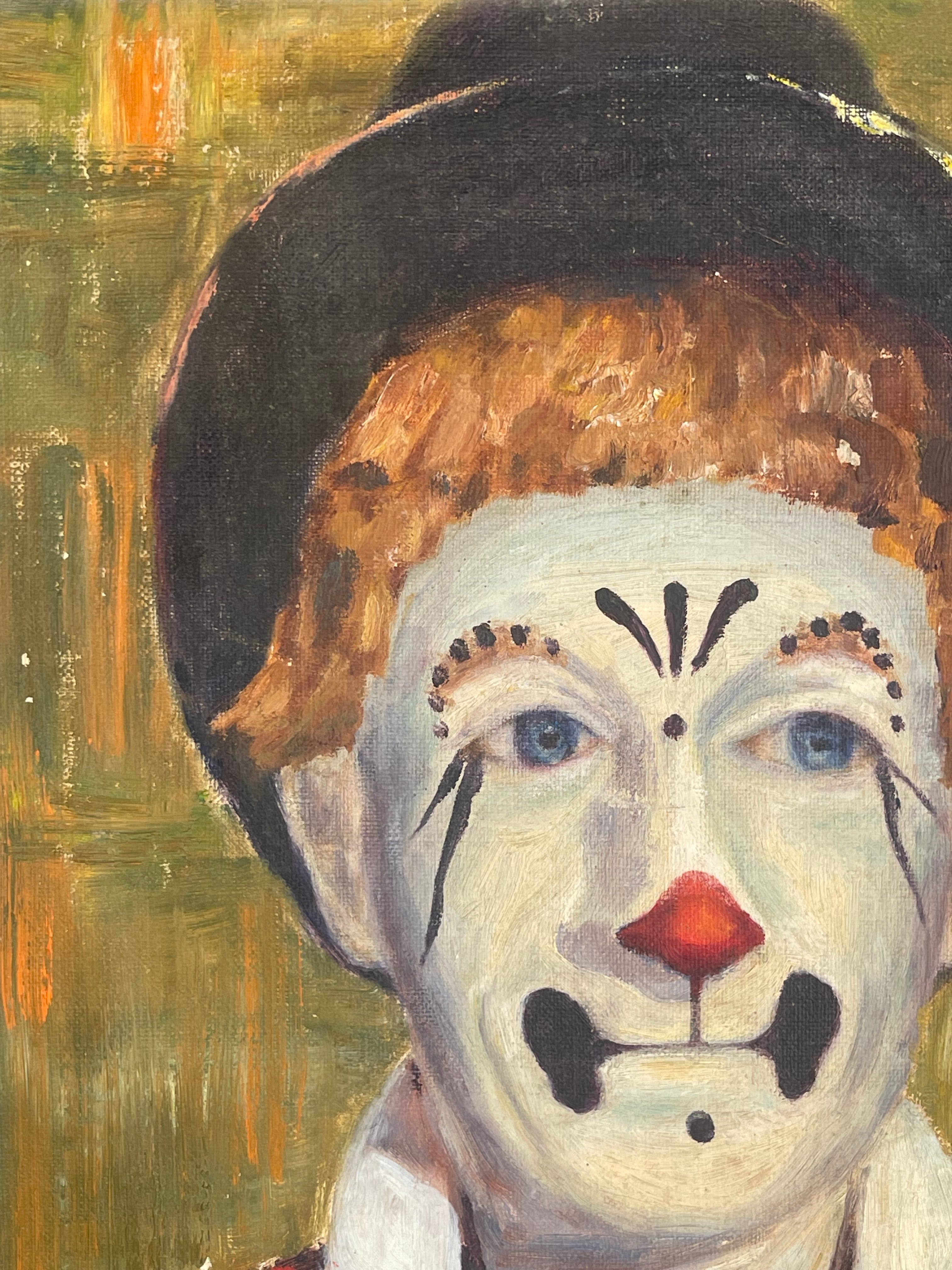 Pair An Oil On Canvas Painting of a Clown Couple By Lydia