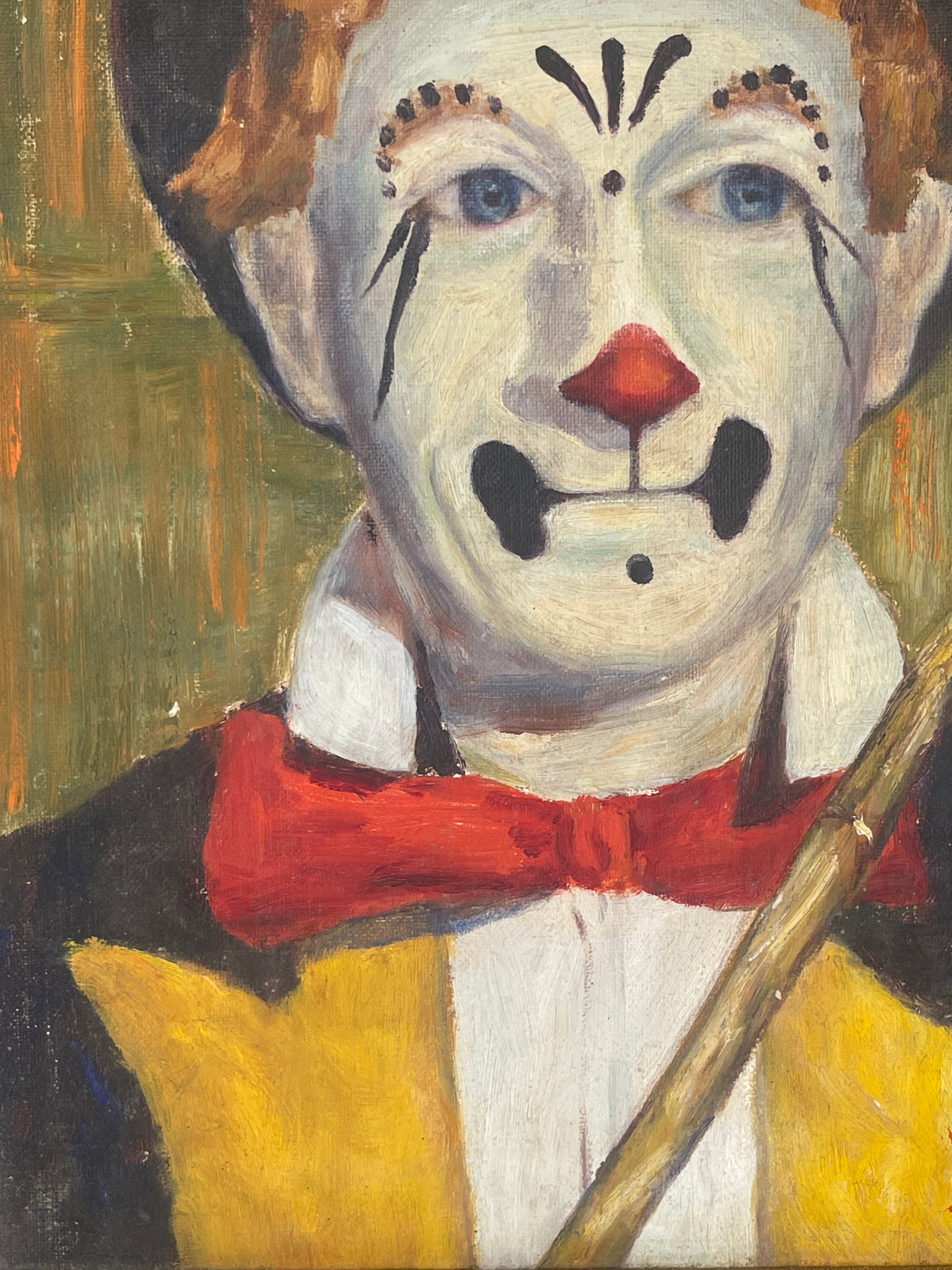 Pair An Oil On Canvas Painting of a Clown Couple By Lydia