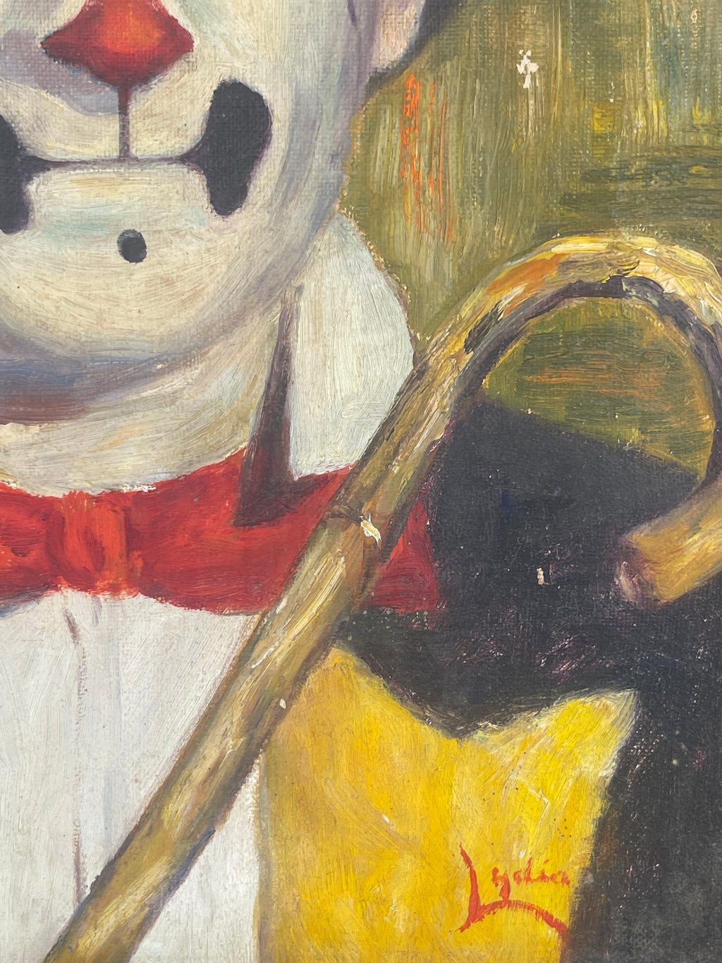 Pair An Oil On Canvas Painting of a Clown Couple By Lydia