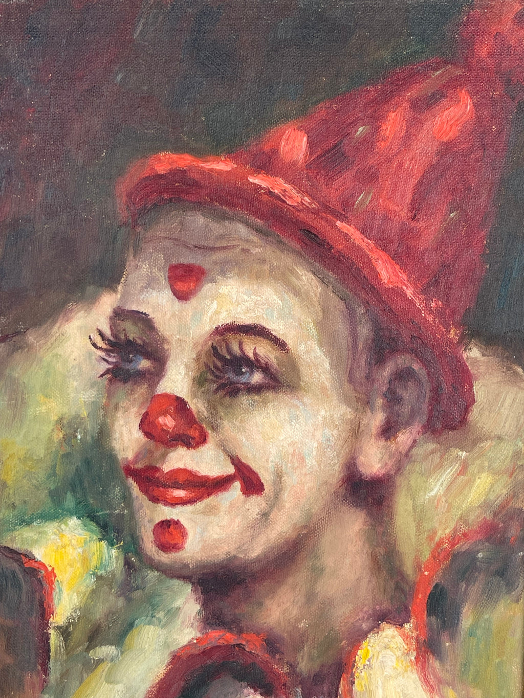 Pair An Oil On Canvas Painting of a Clown Couple By Lydia