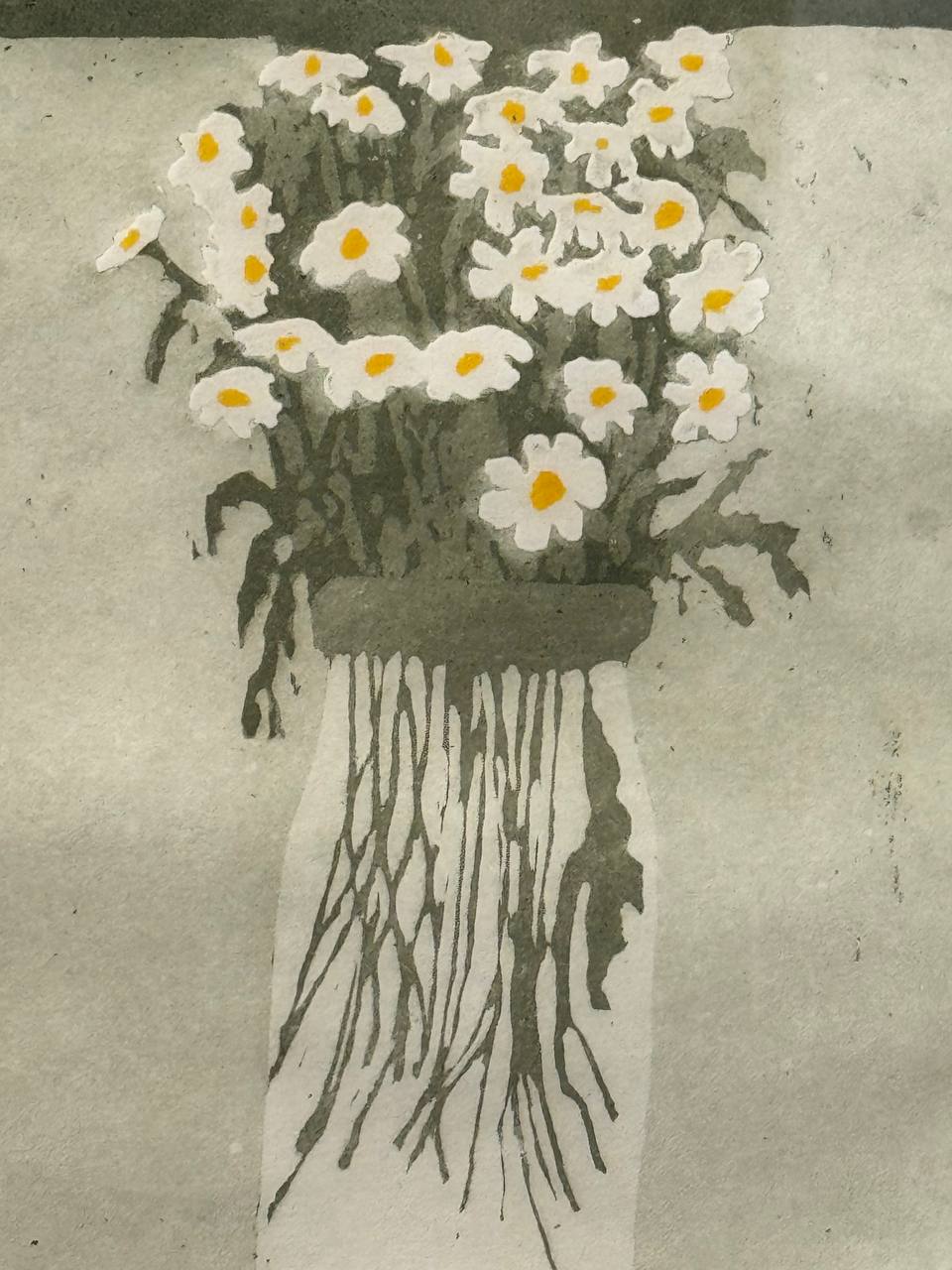 Bouquet Lithograph On Paper Signed & Dated 1917