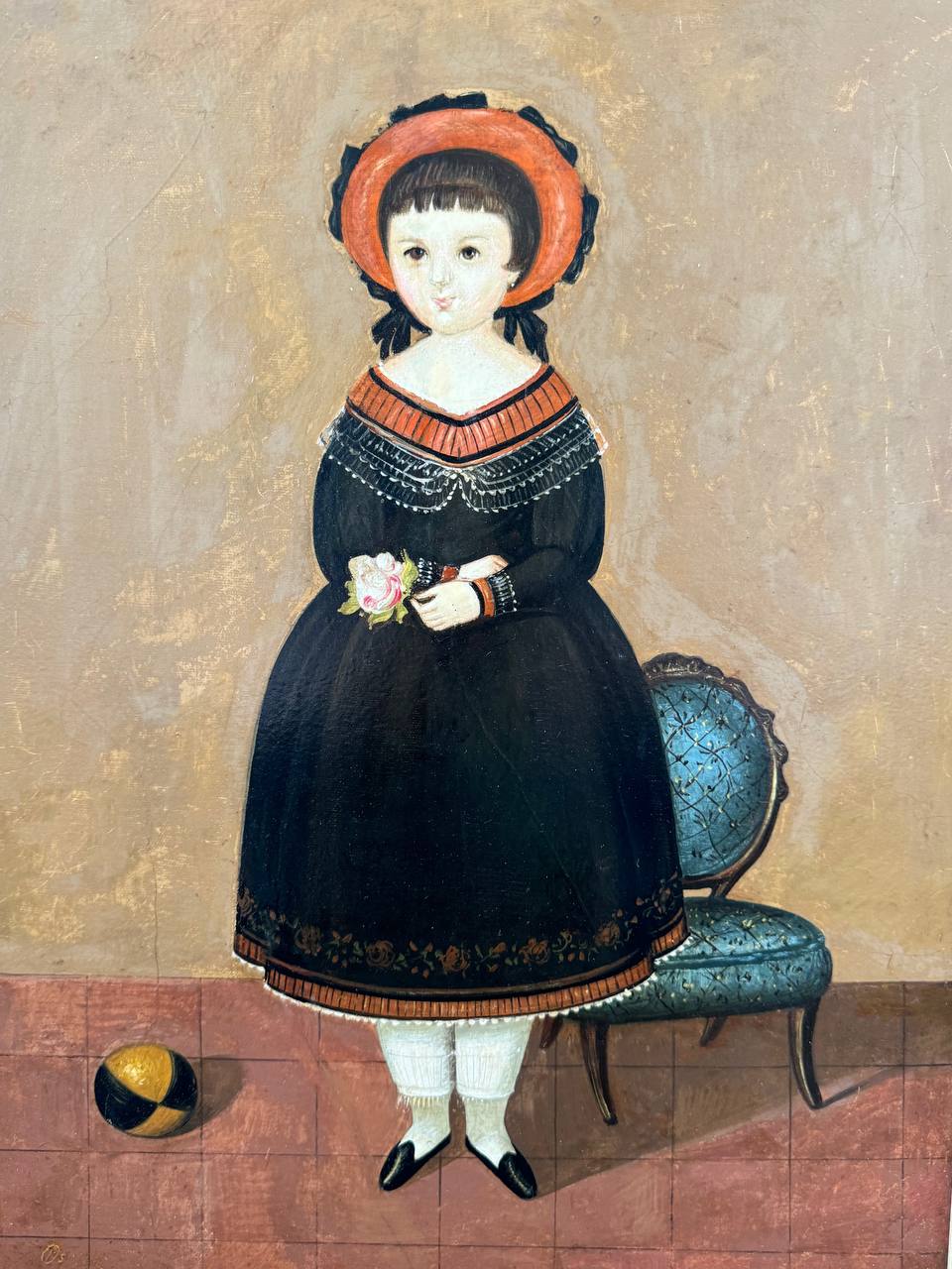 Lot Of 5 American School Folk Art Oil On Canvas Paintings