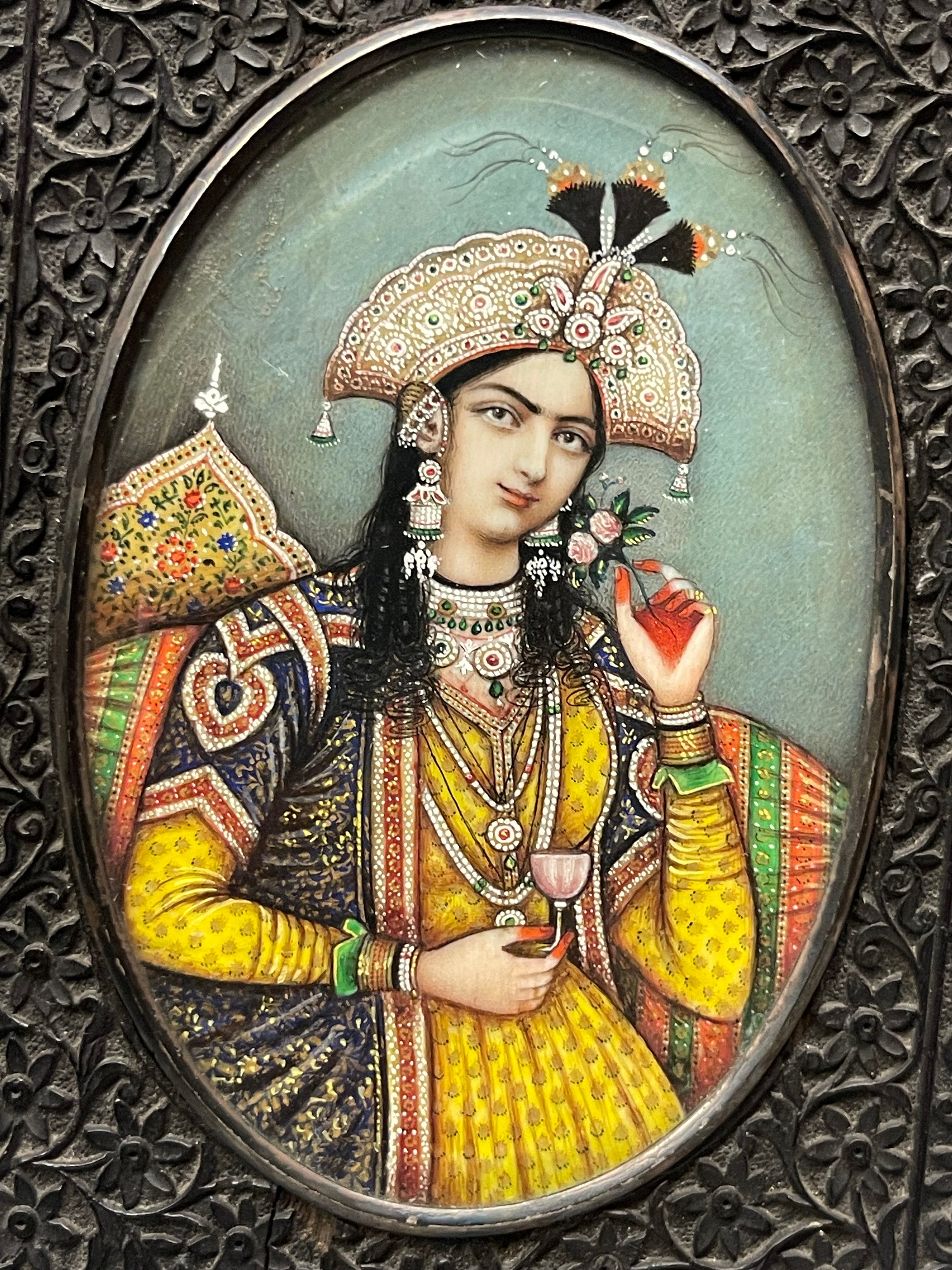 An Indian School, Pair of 19th Century Portraits of Shah Jahan and Mumtaz Mahal