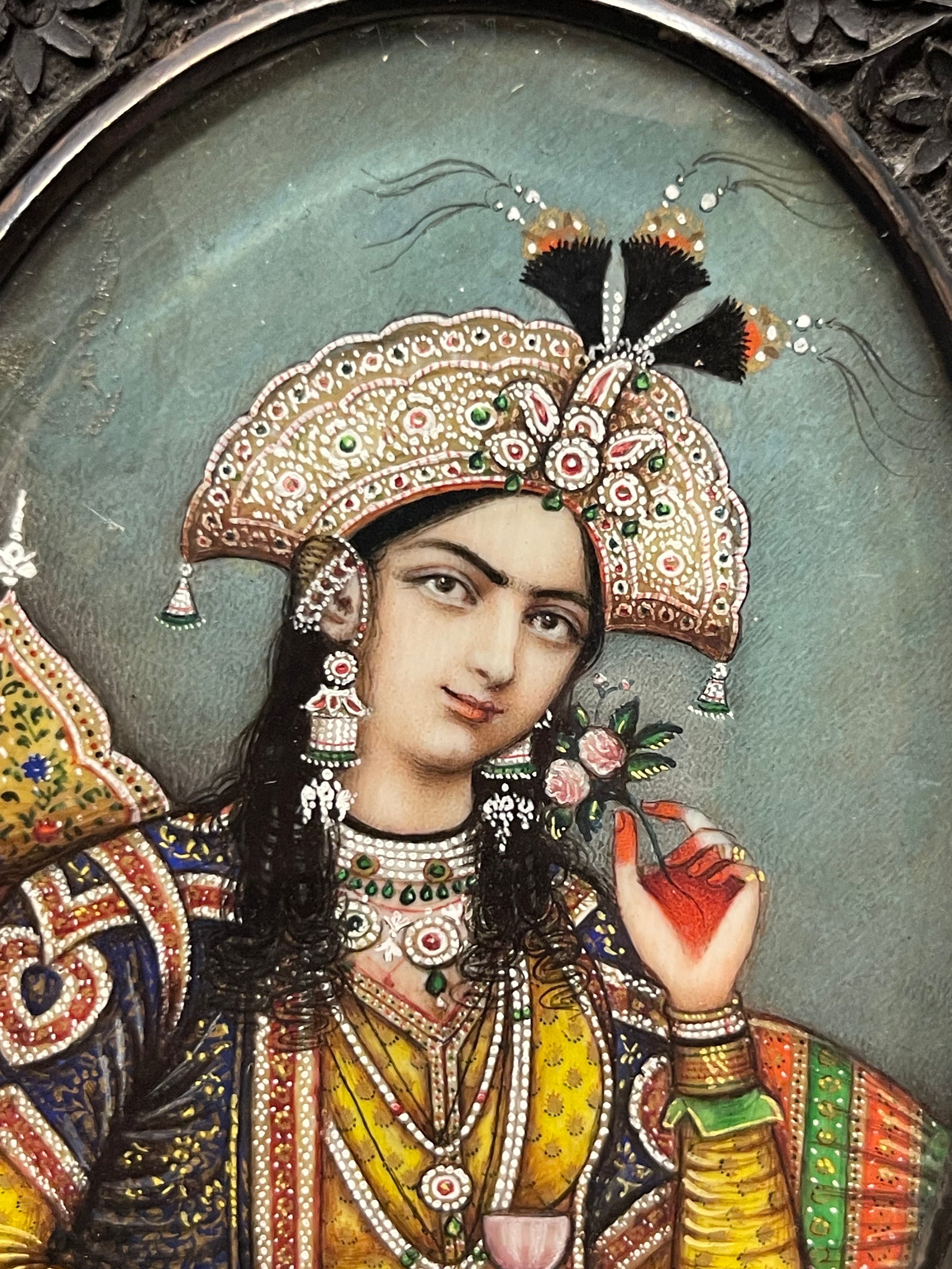 An Indian School, Pair of 19th Century Portraits of Shah Jahan and Mumtaz Mahal