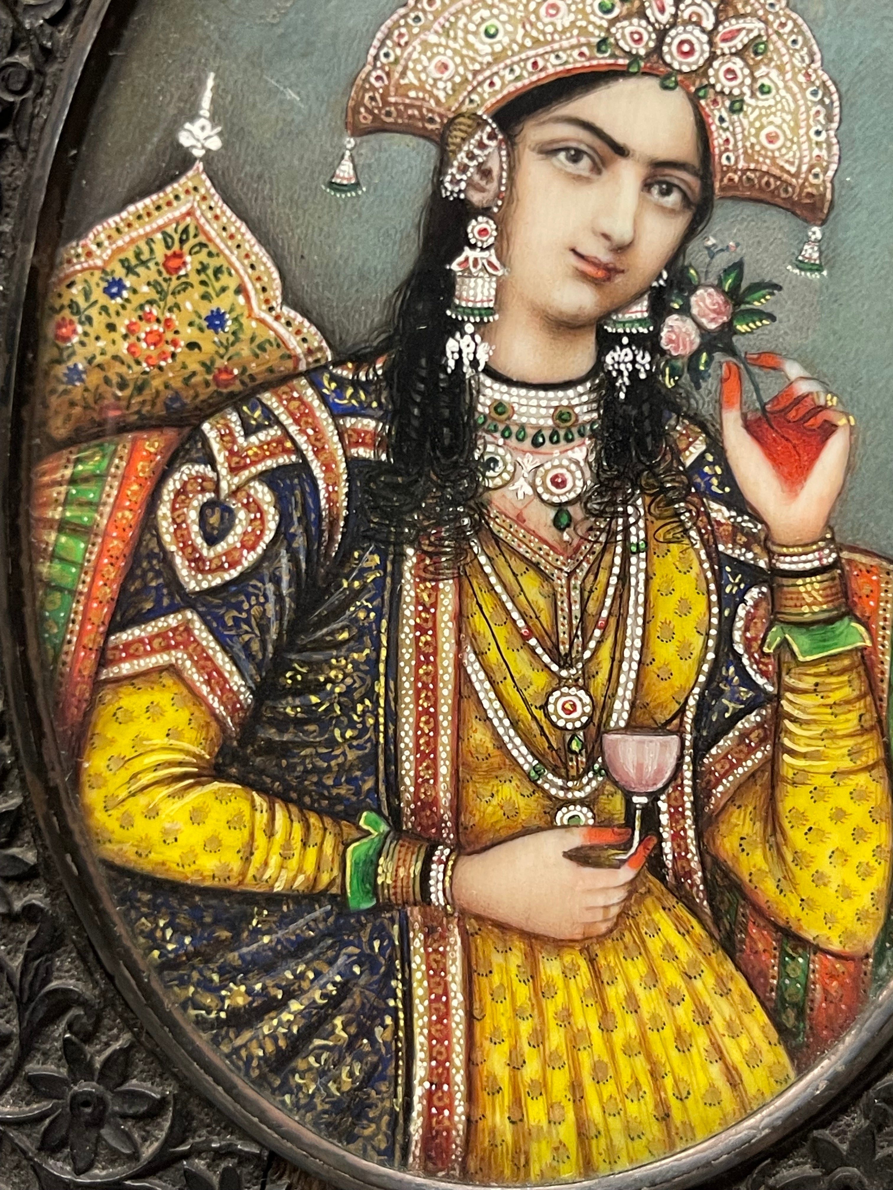 An Indian School, Pair of 19th Century Portraits of Shah Jahan and Mumtaz Mahal