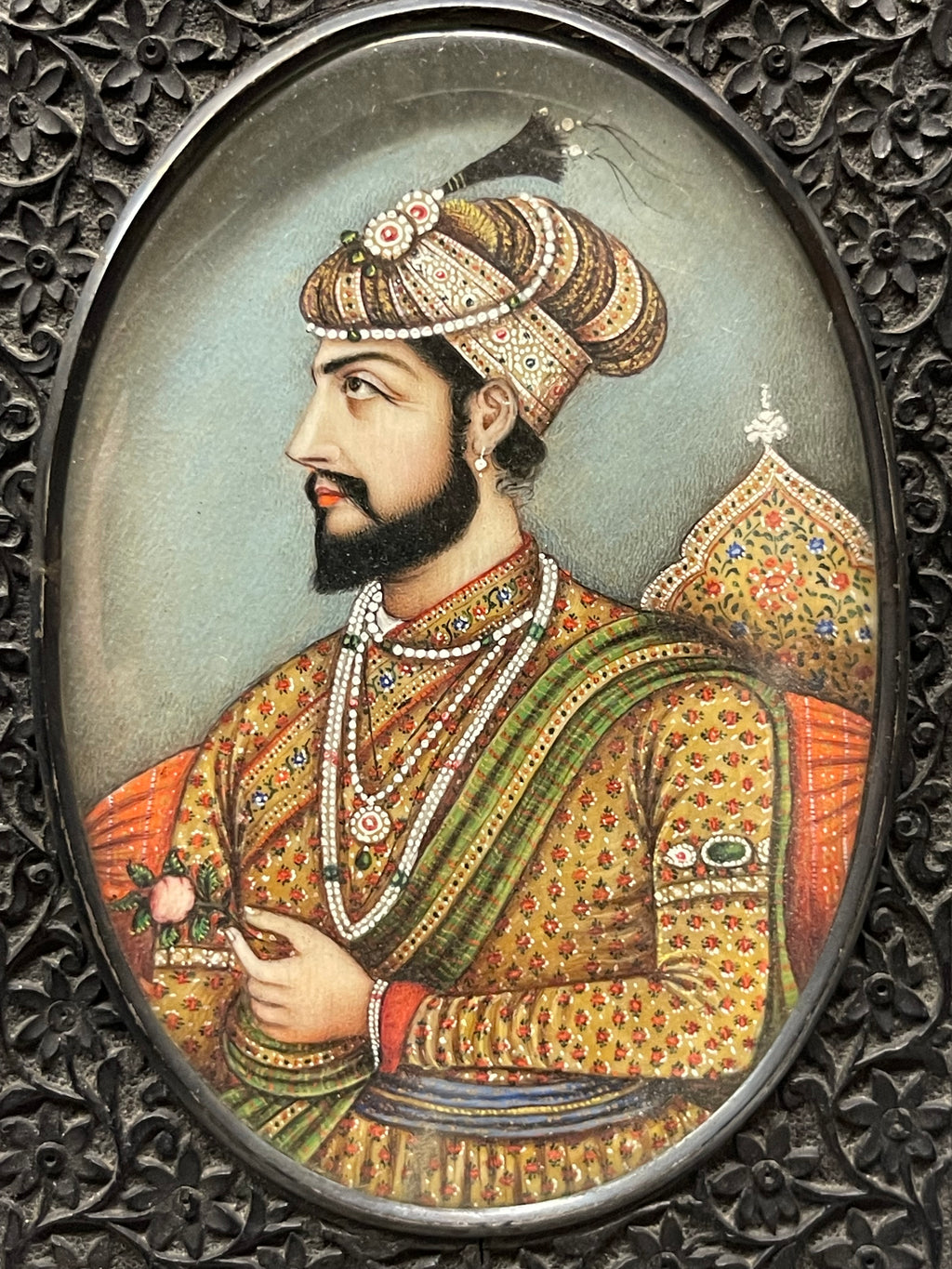 An Indian School, Pair of 19th Century Portraits of Shah Jahan and Mumtaz Mahal