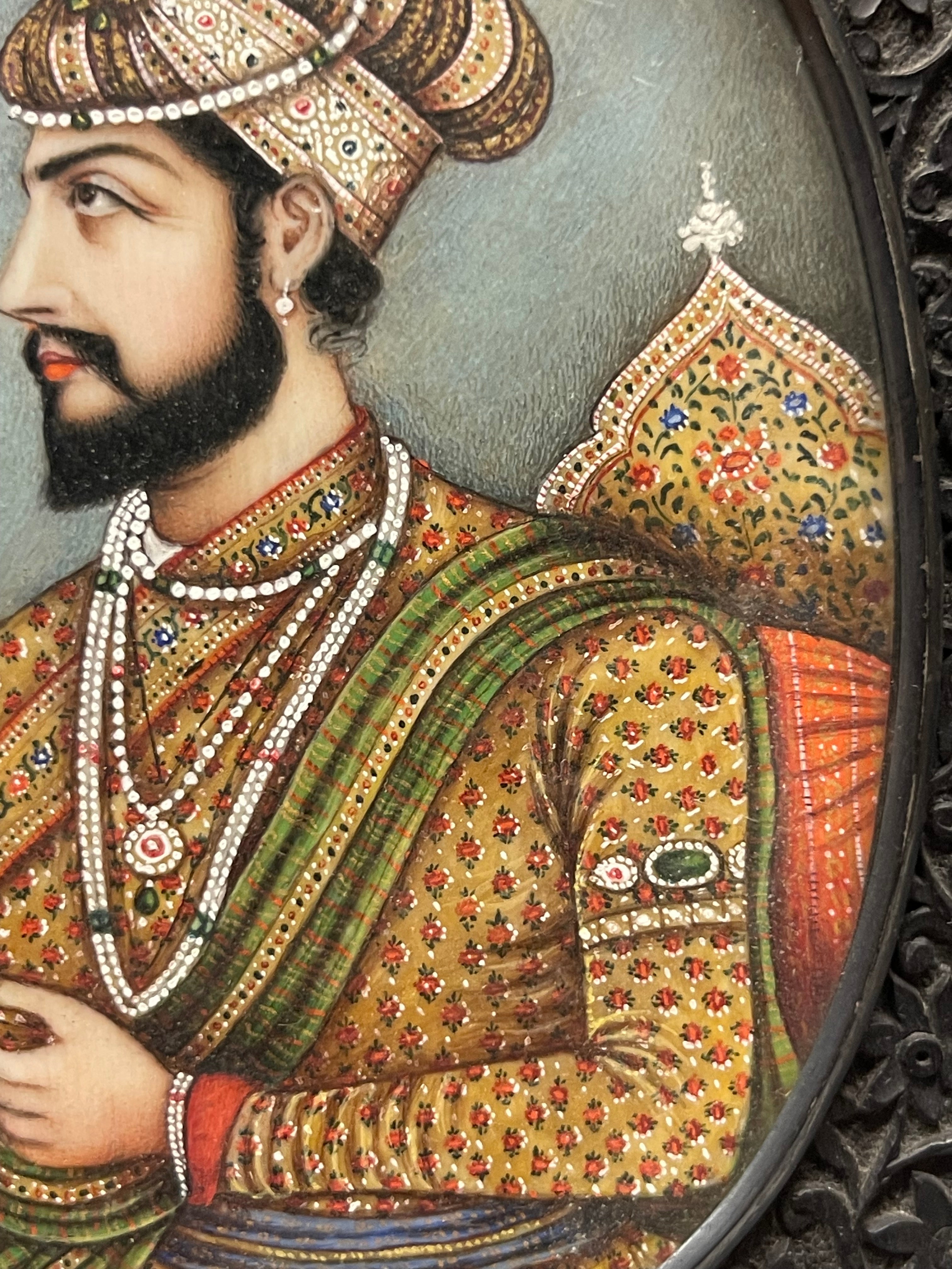 An Indian School, Pair of 19th Century Portraits of Shah Jahan and Mumtaz Mahal