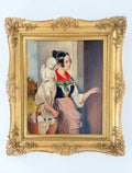 An Oil on Board Painting Depicting a Lady Selling Sculptures, Italy, 19th Centur